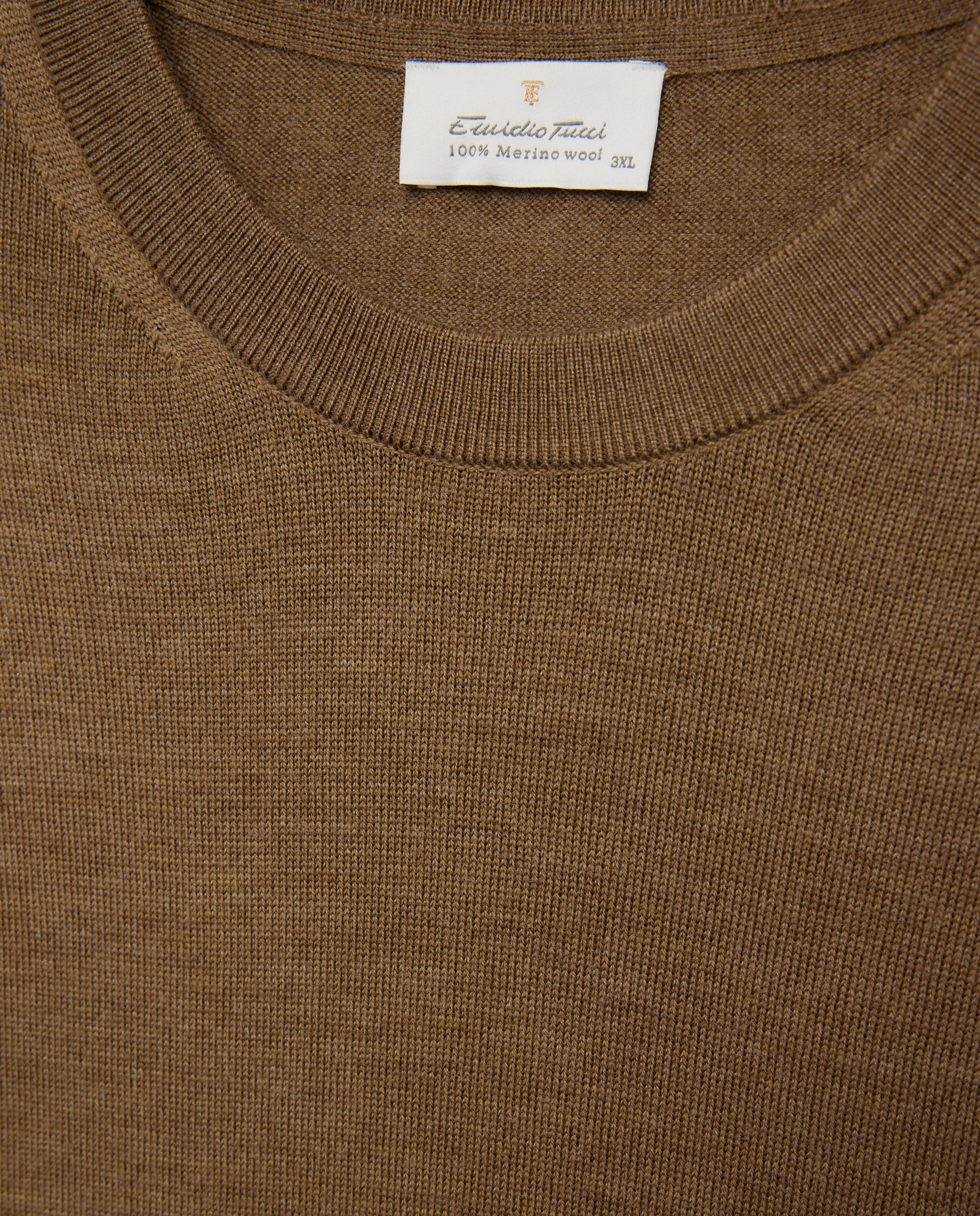 Jersey cuello redondo lavable 100% lana merino hombre - Emidio Tucci - Marrón claro Marrón claro-5