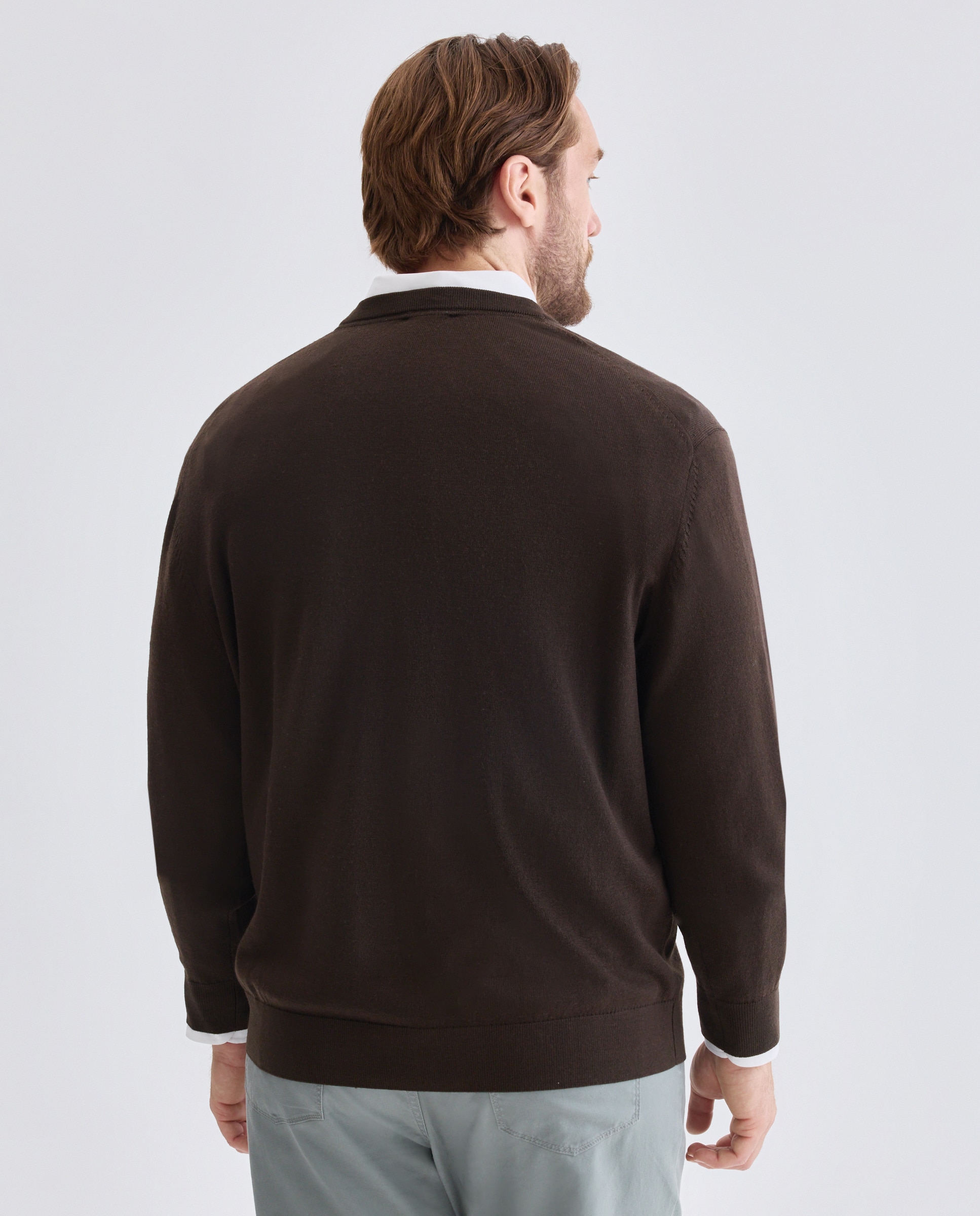 Jersey cuello redondo lavable 100% lana merino hombre - Emidio Tucci - Marrón oscuro Marrón oscuro-3