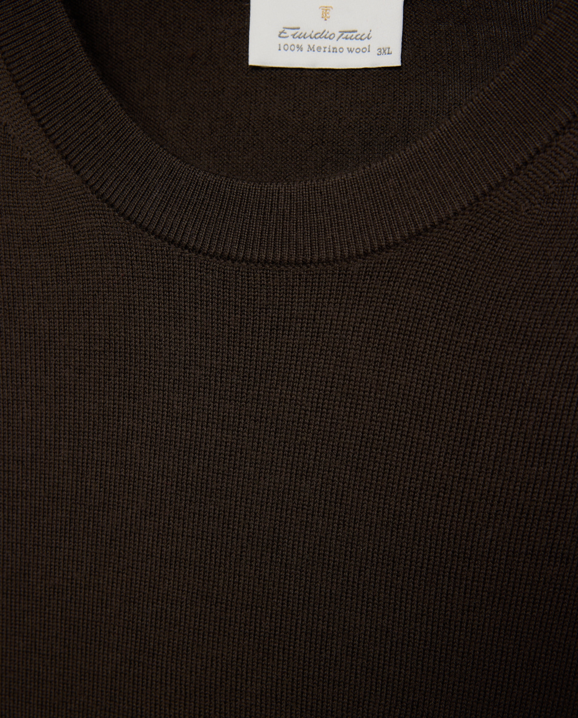 Jersey cuello redondo lavable 100% lana merino hombre - Emidio Tucci - Marrón oscuro Marrón oscuro-6