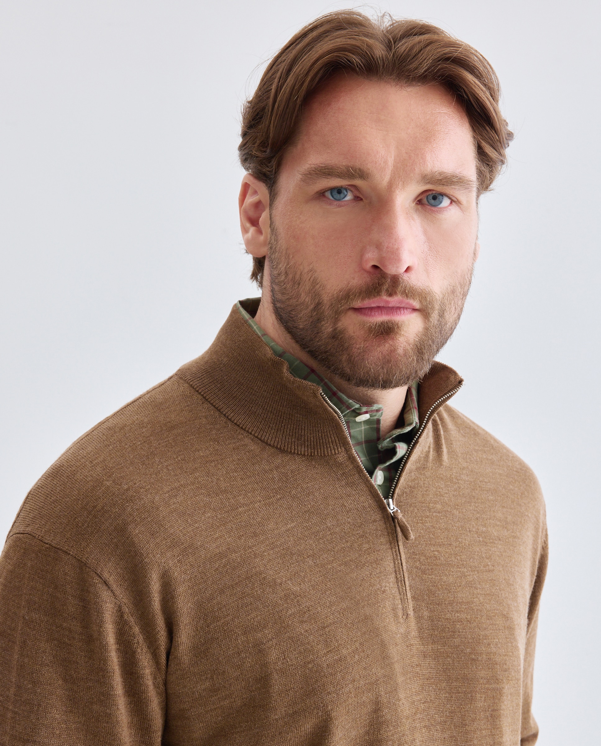 Jersey cuello semicisne lavable 100% lana merino hombre - Emidio Tucci - Marrón claro Marrón claro-4