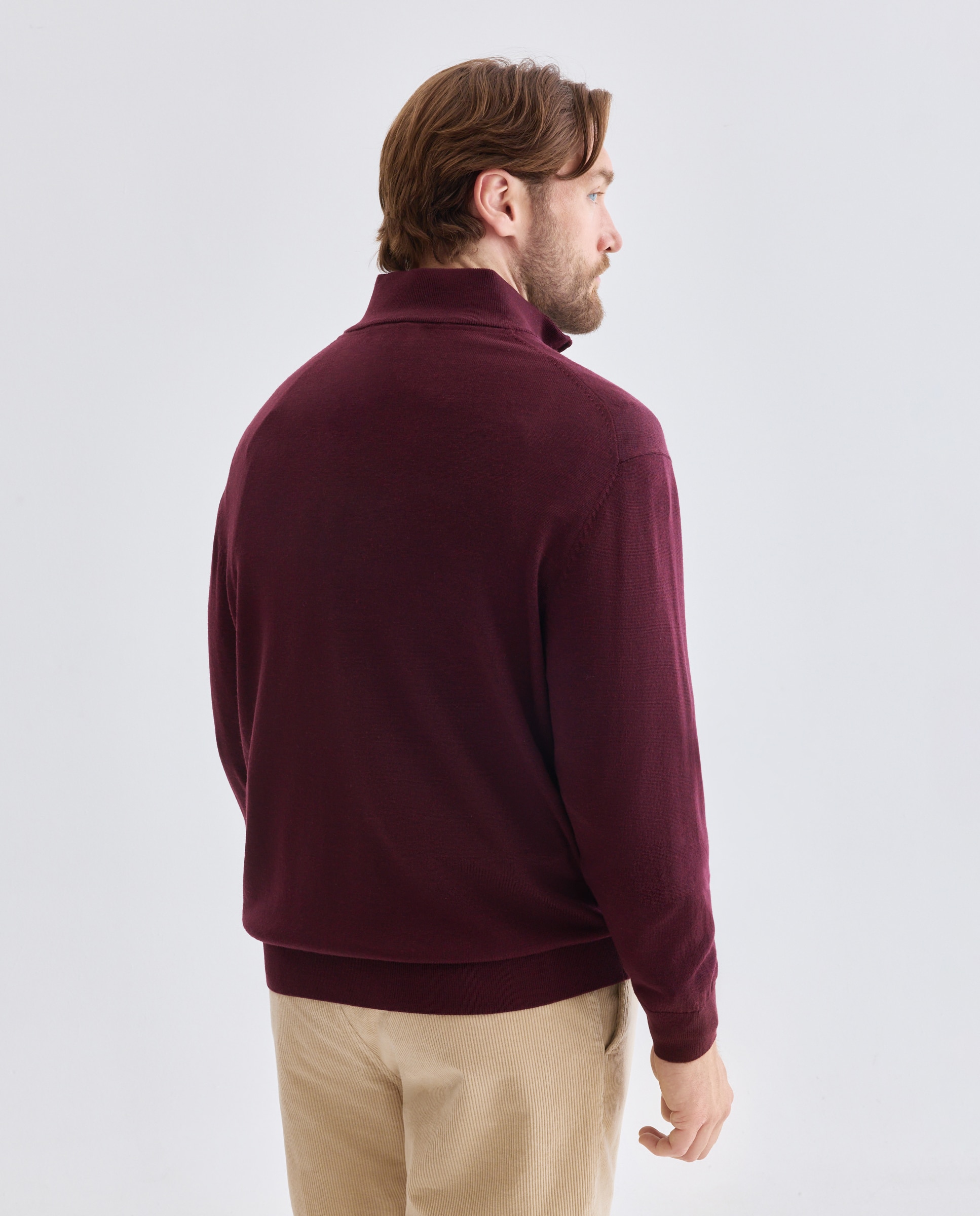 Jersey cuello semicisne lavable 100% lana merino hombre - Emidio Tucci - Granate Granate-2