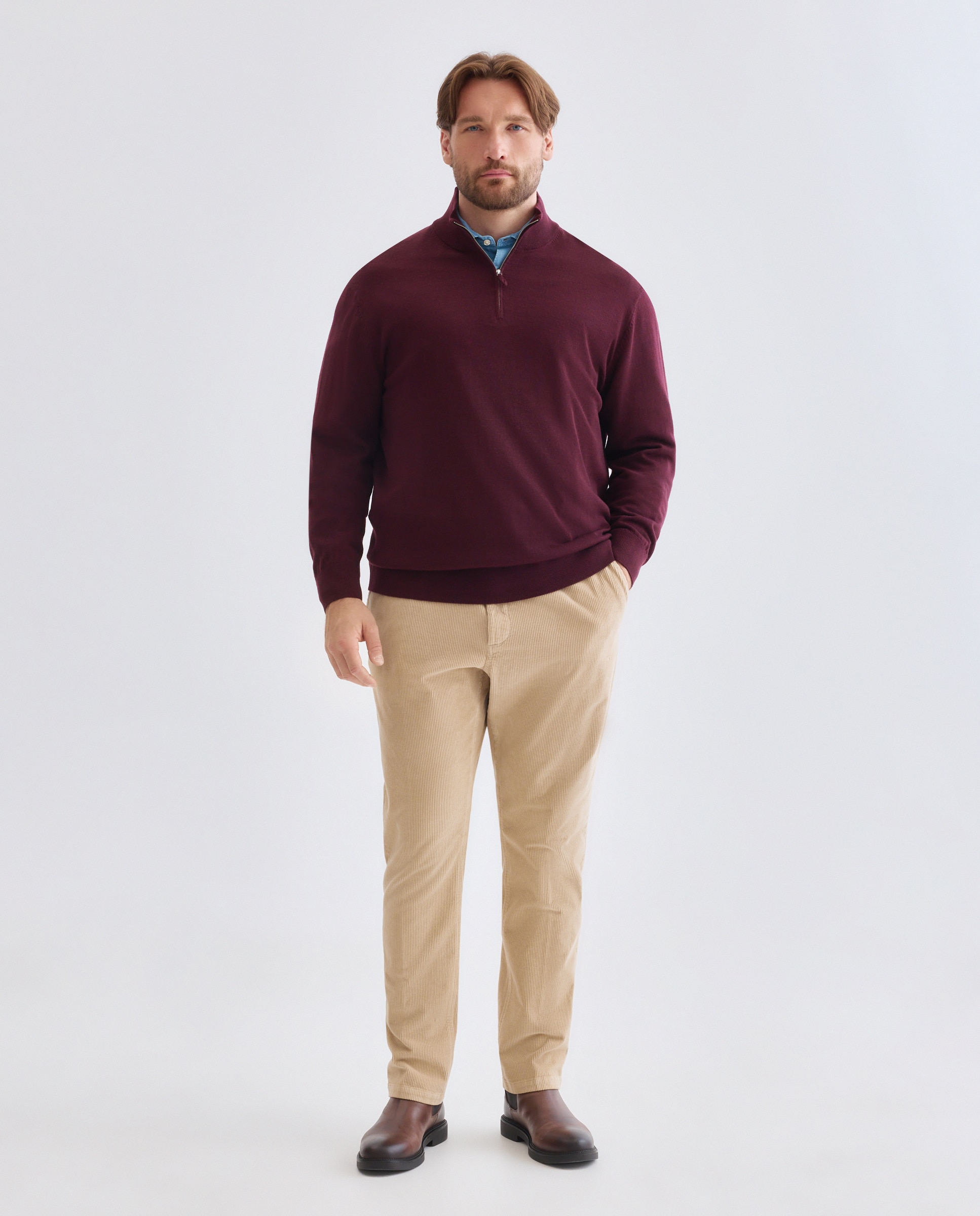 Jersey cuello semicisne lavable 100% lana merino hombre - Emidio Tucci - Granate Granate-3