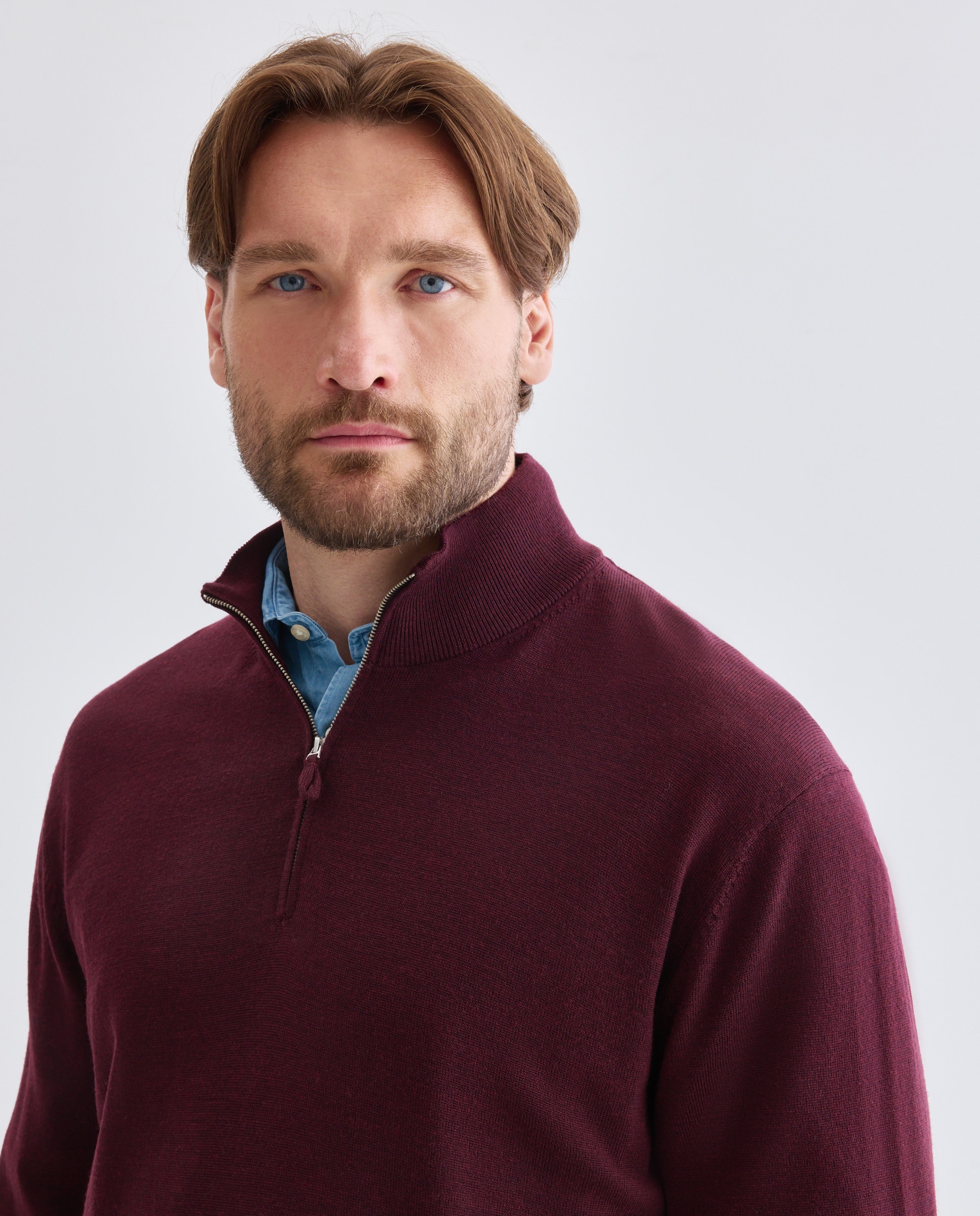 Jersey cuello semicisne lavable 100% lana merino hombre - Emidio Tucci - Granate Granate-4