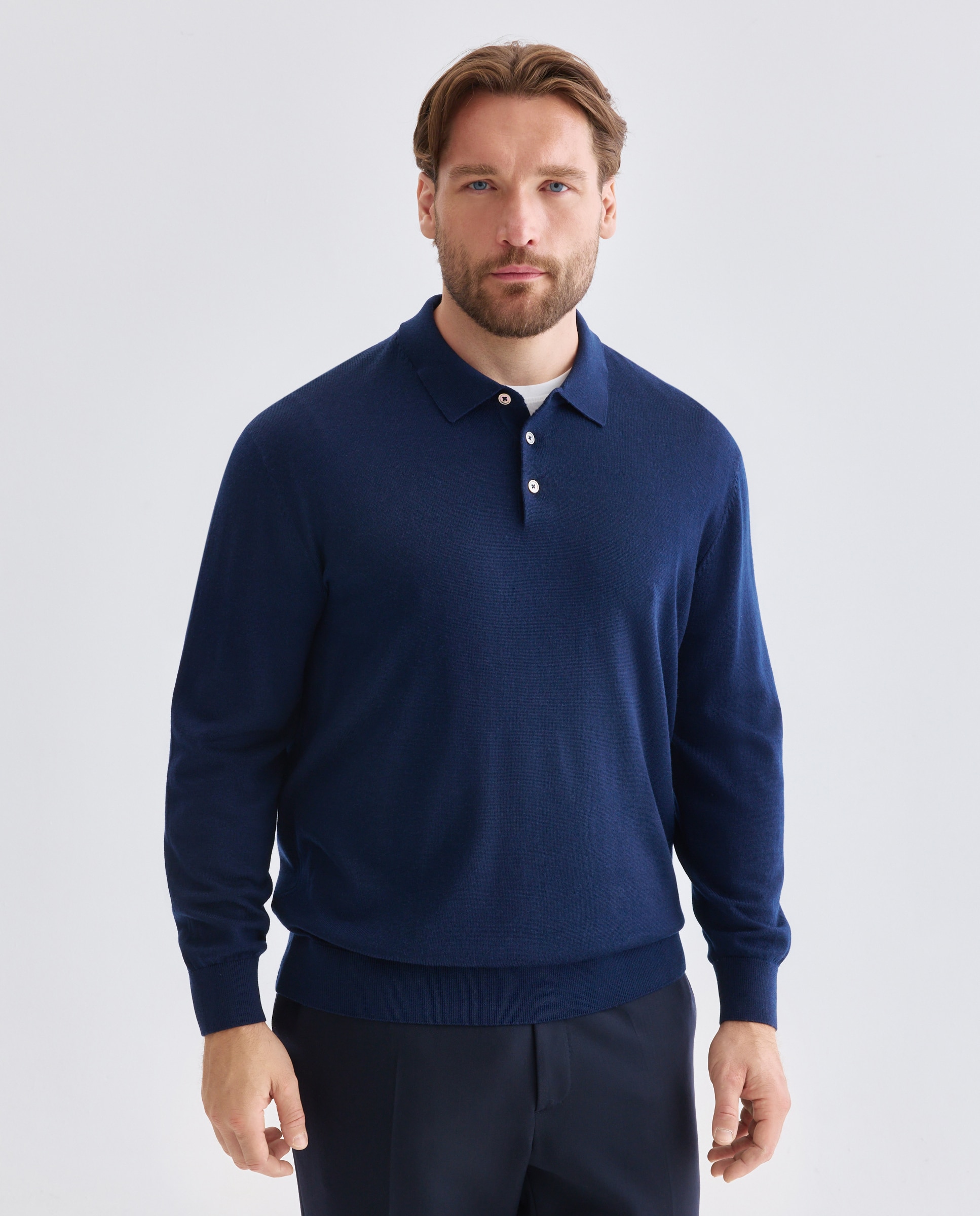 Jersey cuello cisne lavable 100% lana merino hombre - Emidio Tucci - Azul marino Azul marino-3