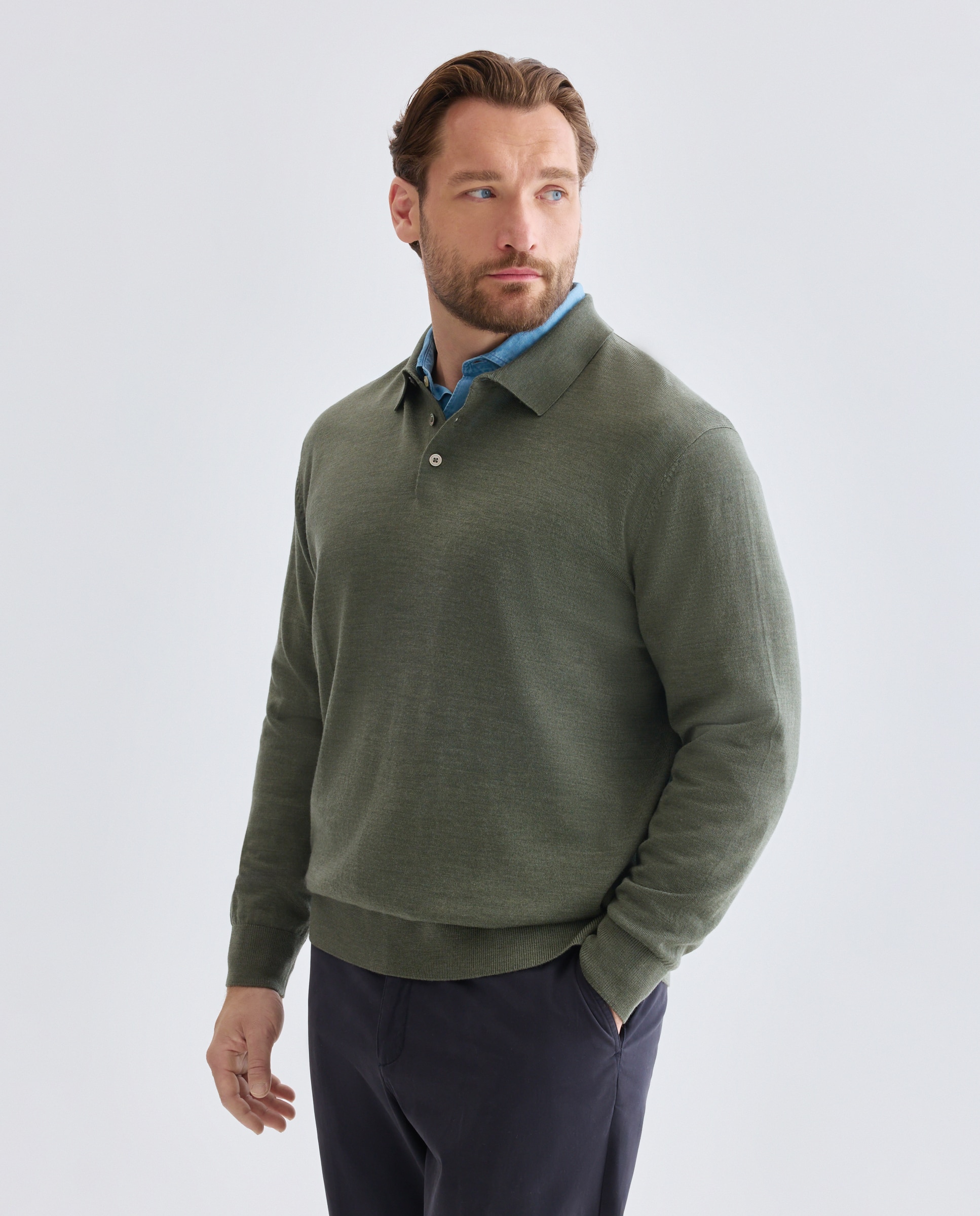 Jersey cuello cisne lavable 100% lana merino hombre - Emidio Tucci - Kaki Kaki-1