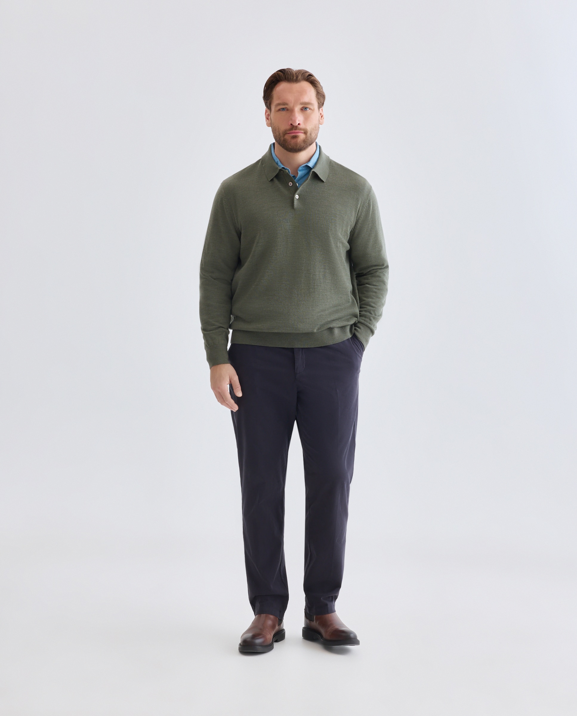Jersey cuello cisne lavable 100% lana merino hombre - Emidio Tucci - Kaki Kaki-2