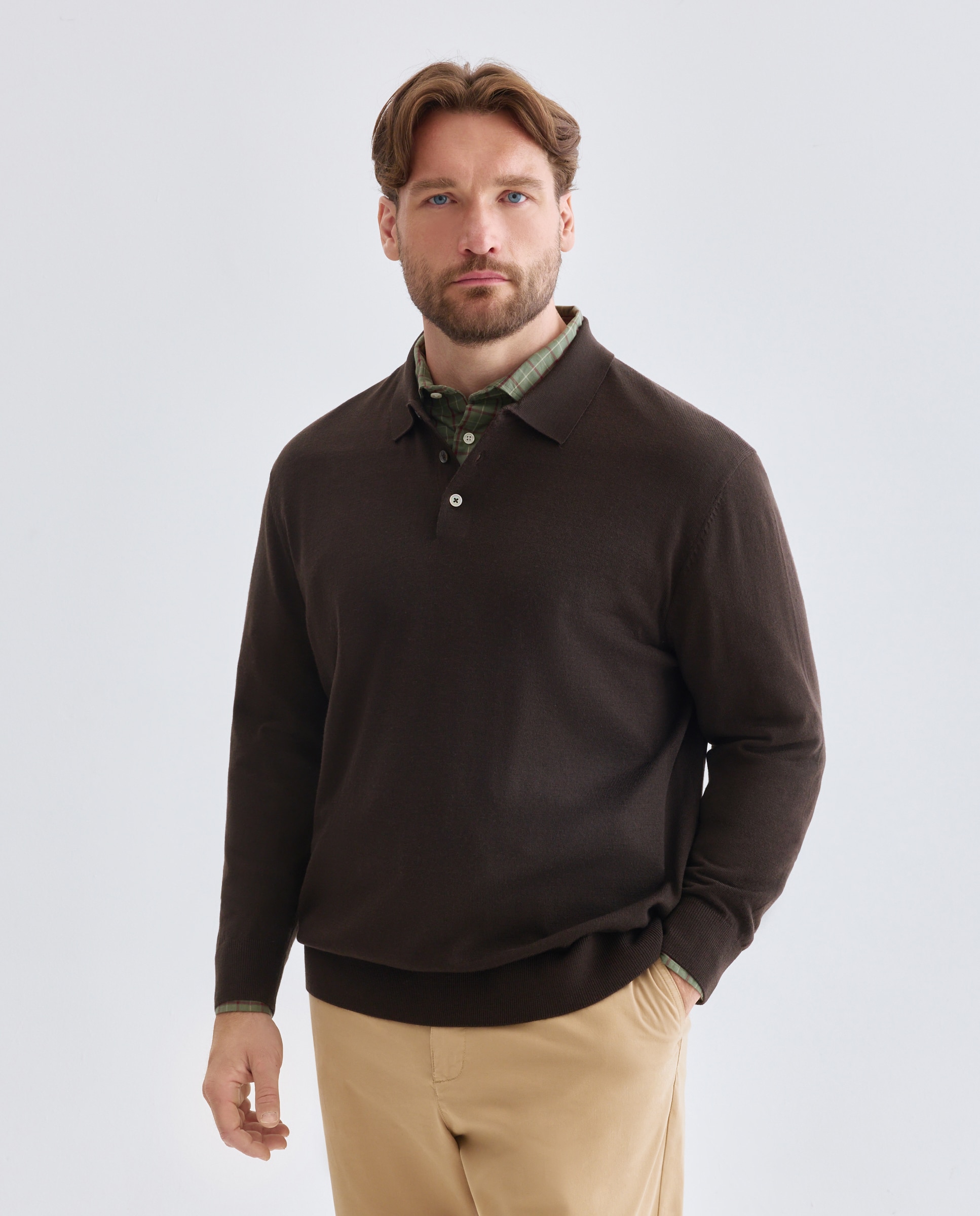 Jersey cuello cisne lavable 100% lana merino hombre - Emidio Tucci - Marrón oscuro Marrón oscuro-1