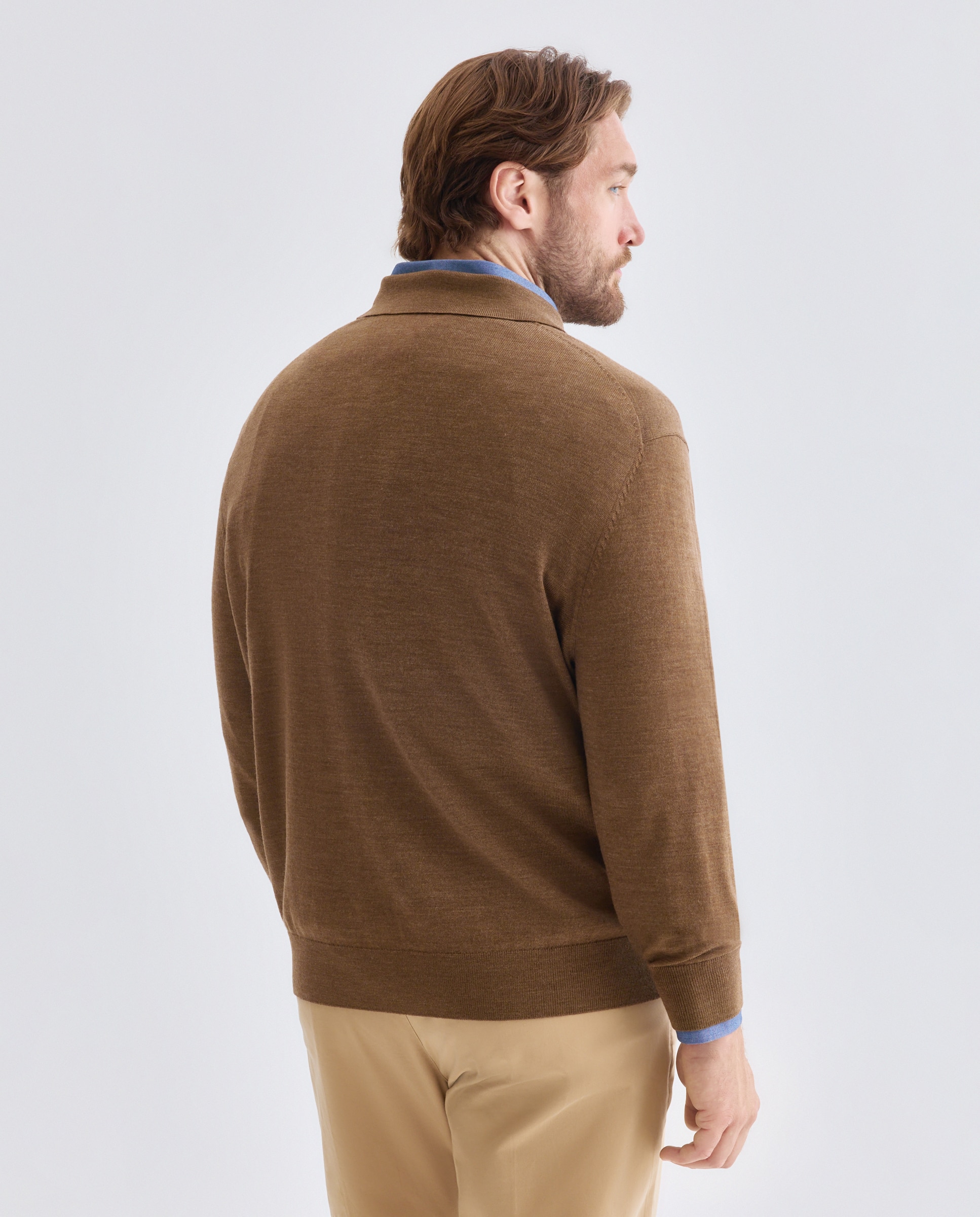 Jersey cuello cisne lavable 100% lana merino hombre - Emidio Tucci - Marrón claro Marrón claro-2