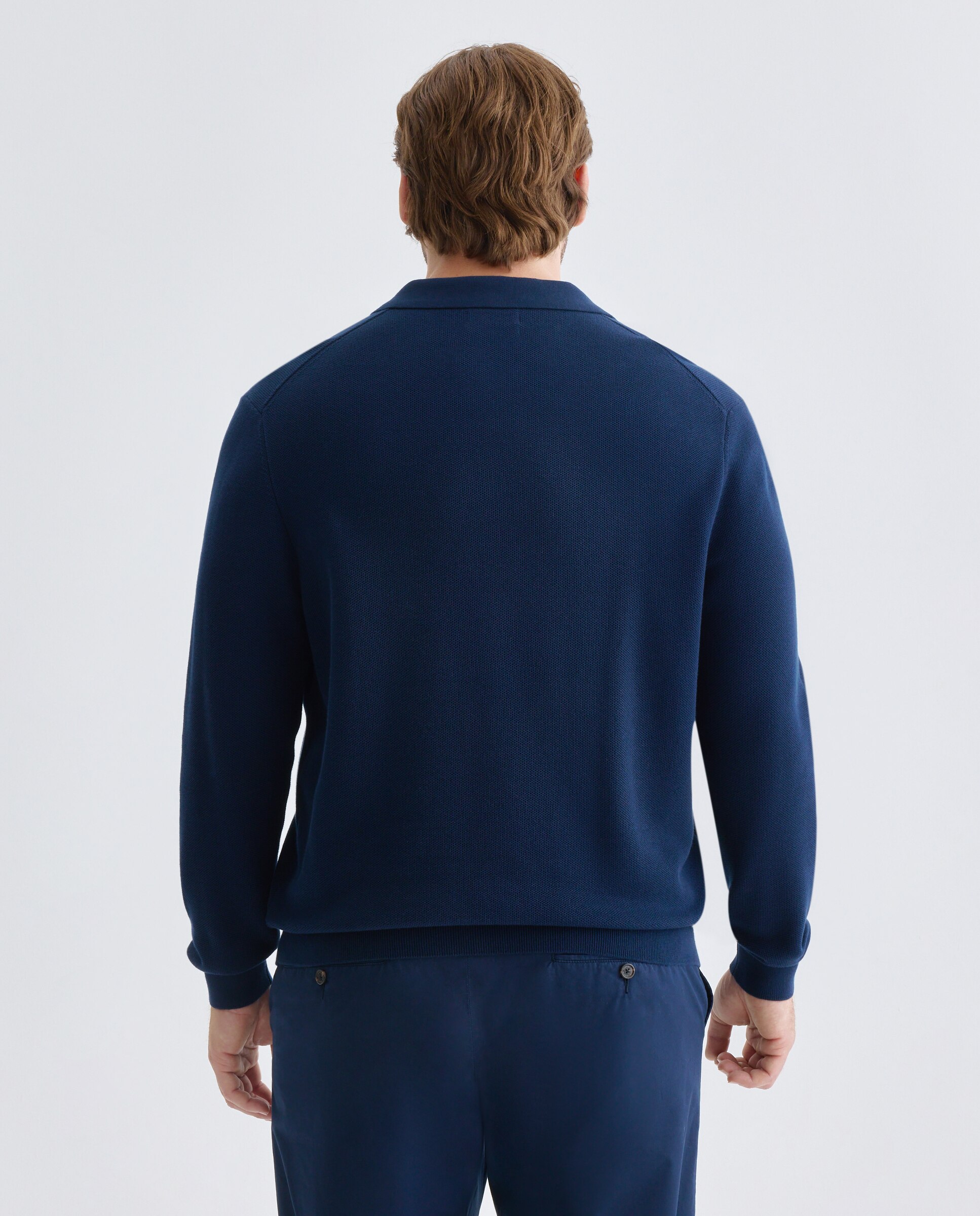 Sueter cuello polo talla grande hombre. - Dustin - Azul marino Azul marino-3