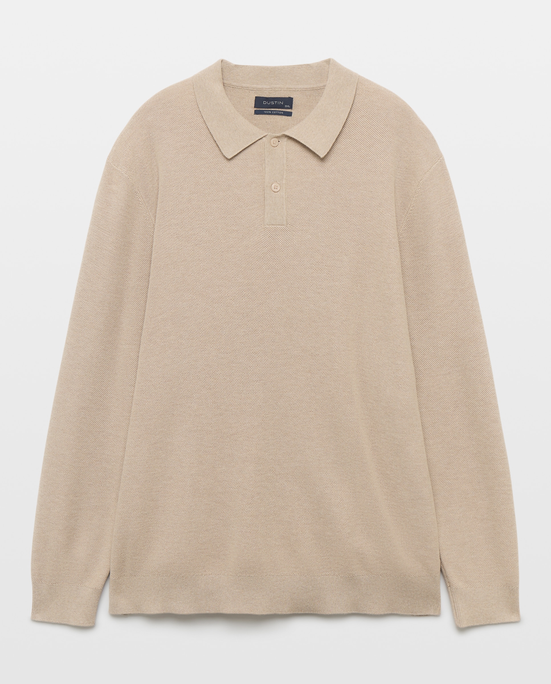 Camisola com Colarinho de Polo Tamanhos Grandes Bege-5