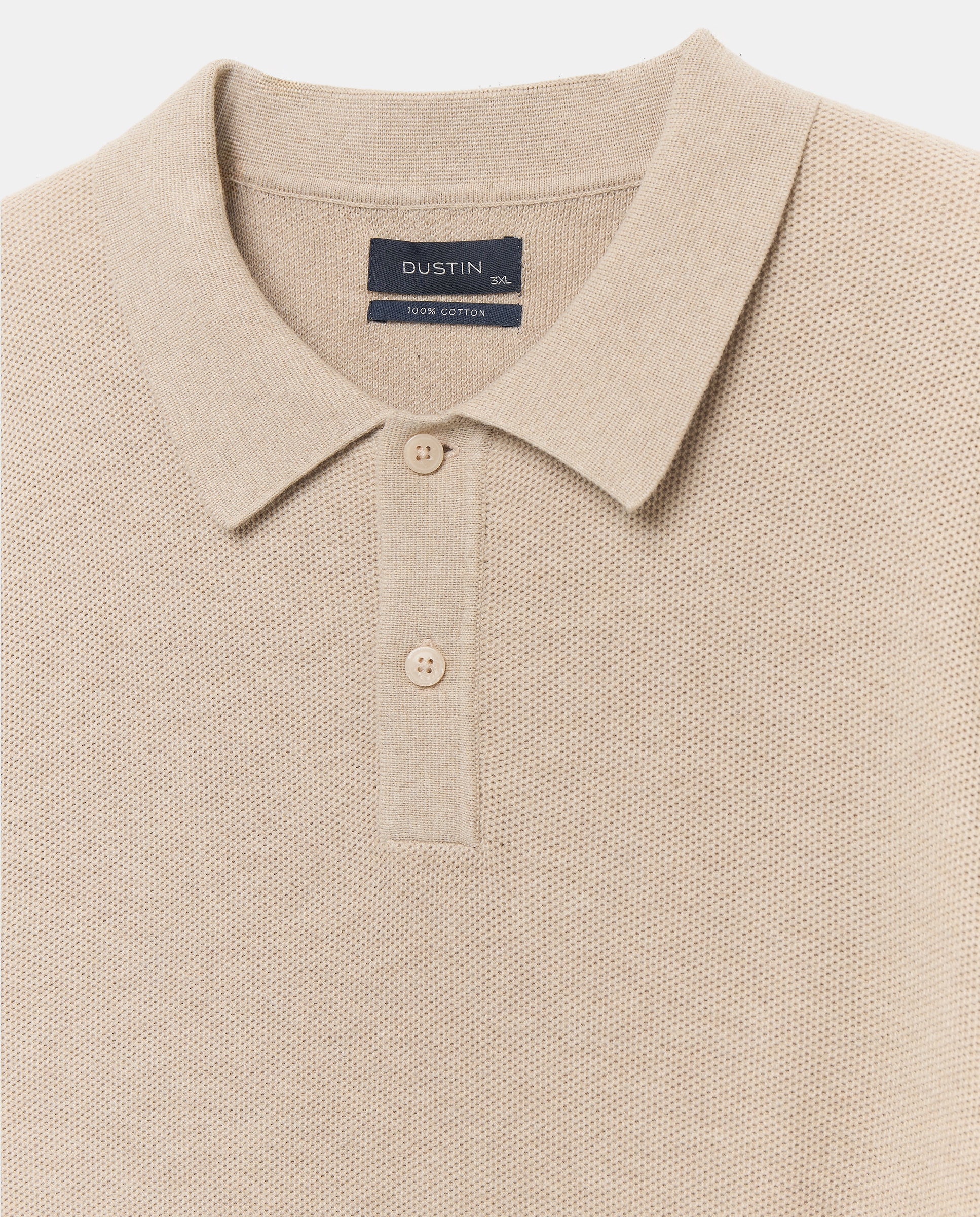 Camisola com Colarinho de Polo Tamanhos Grandes Bege-6