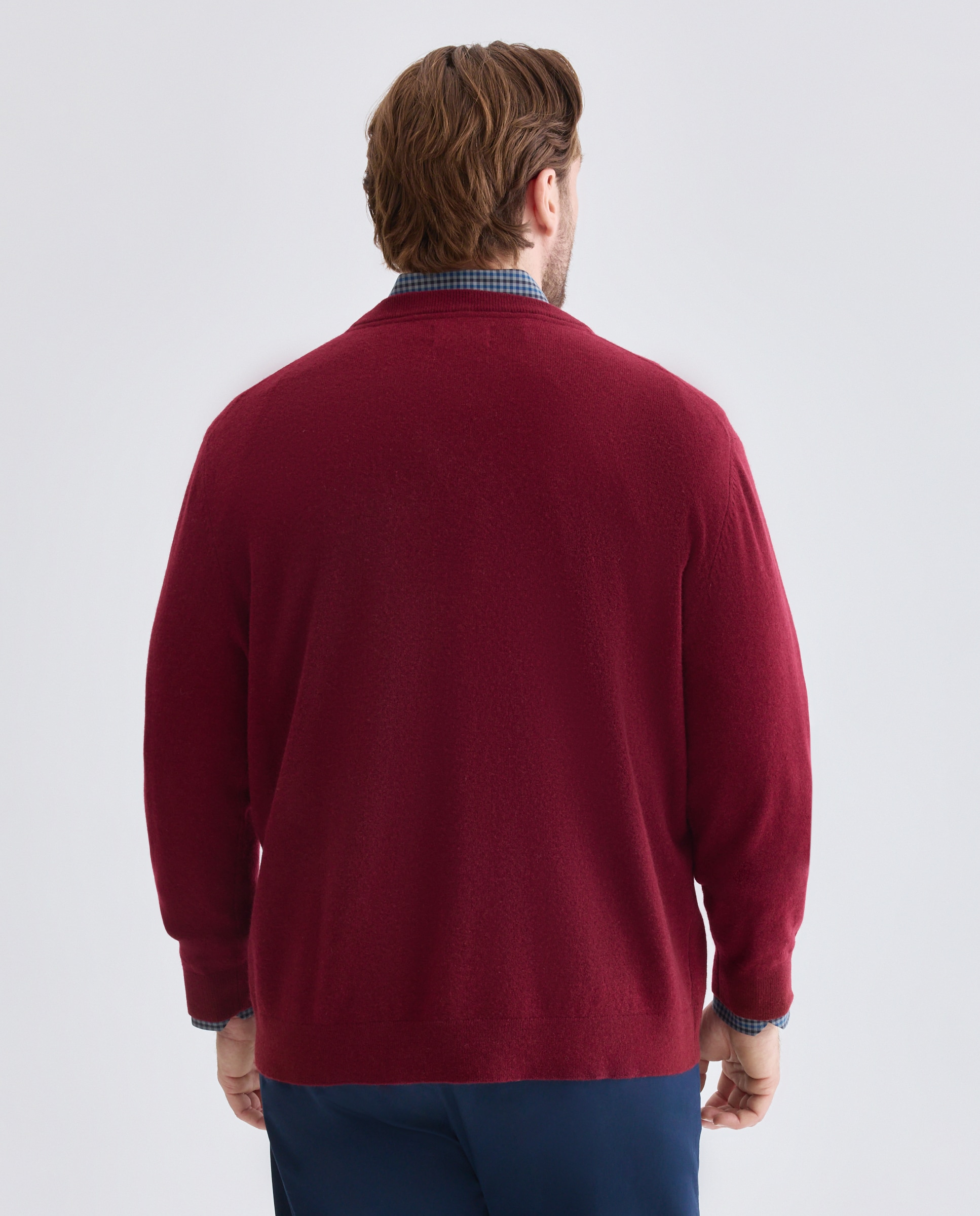 Jersey cuello redondo liso100% lambswool de hombre de tallas grandes - Dustin - Burdeos Burdeos-3