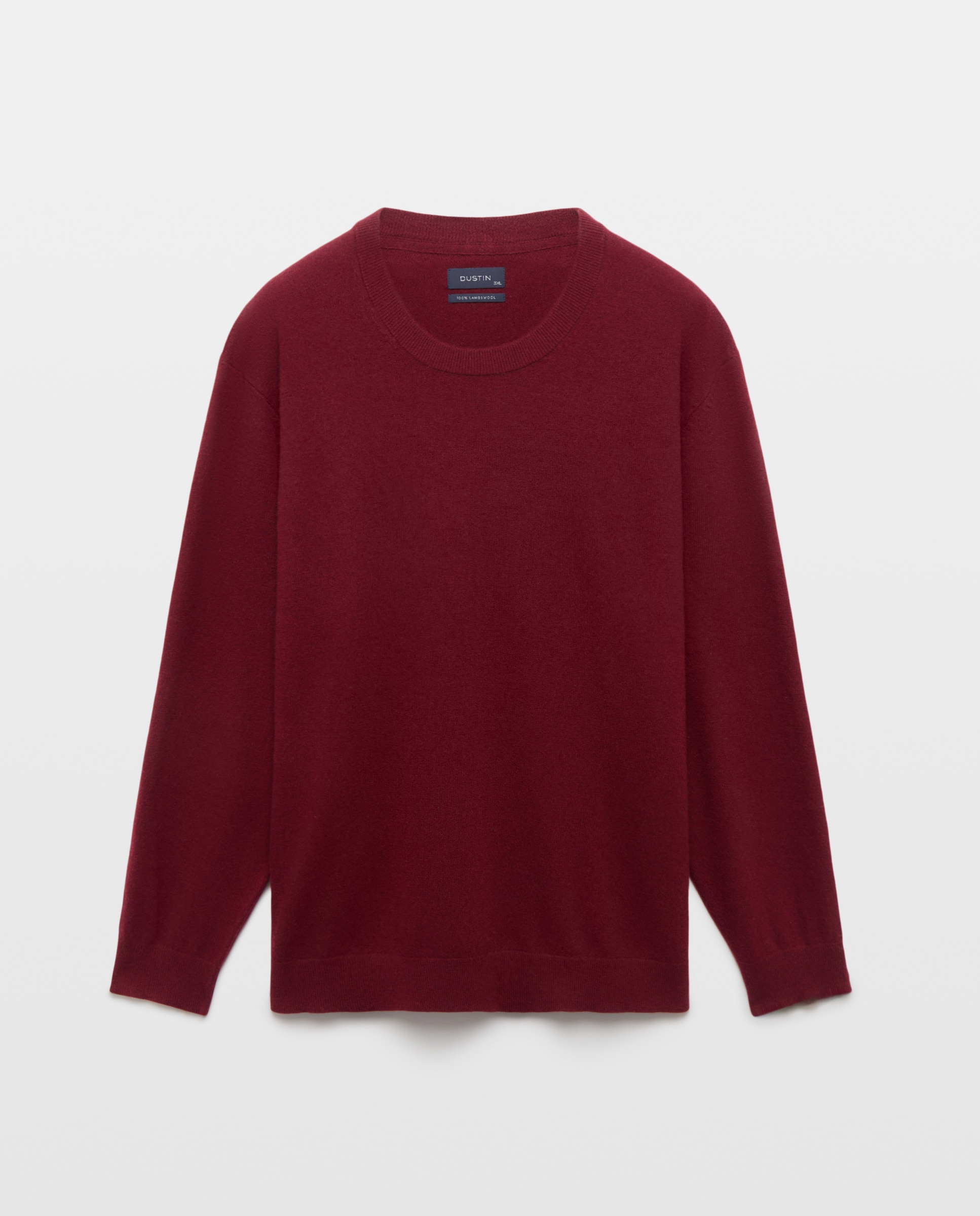 Jersey cuello redondo liso100% lambswool de hombre de tallas grandes - Dustin - Burdeos Burdeos-4