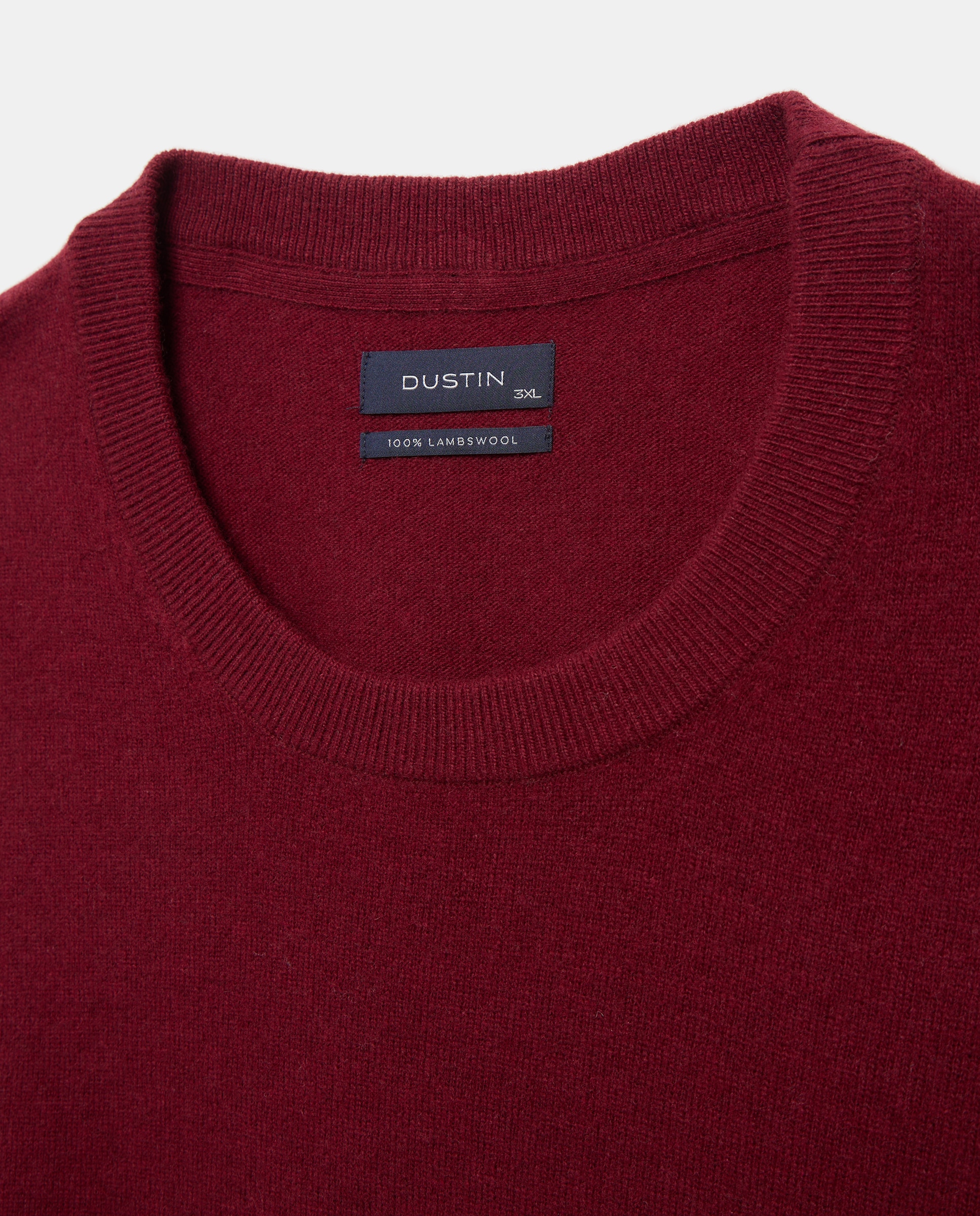 Jersey cuello redondo liso100% lambswool de hombre de tallas grandes - Dustin - Burdeos Burdeos-5