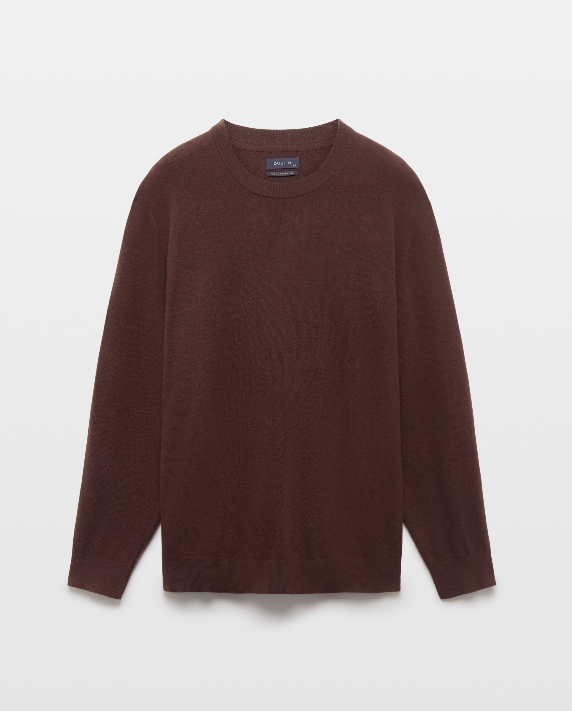 Jersey cuello redondo liso100% lambswool de hombre de tallas grandes - Dustin - Marrón Marrón-4