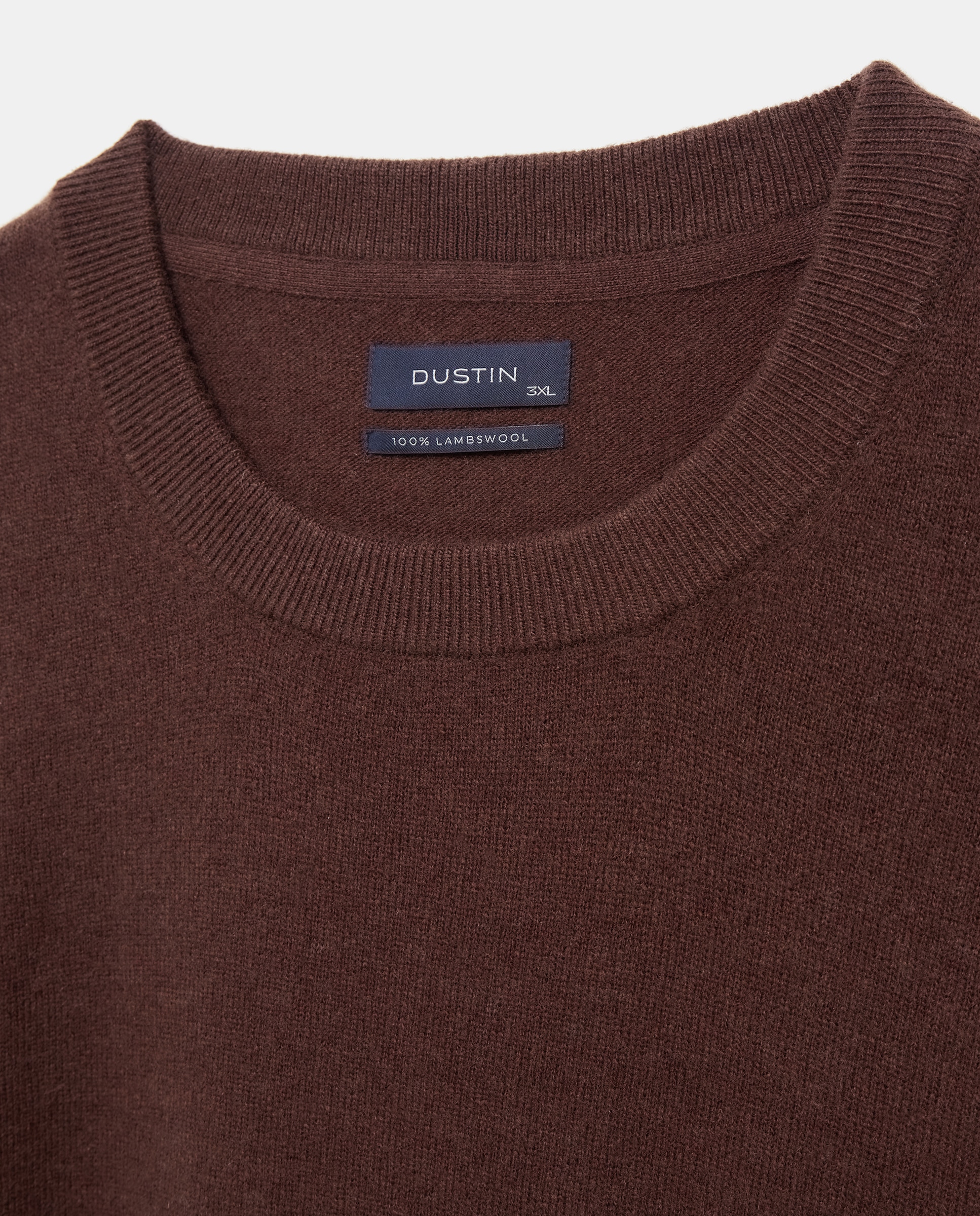 Jersey cuello redondo liso100% lambswool de hombre de tallas grandes - Dustin - Marrón Marrón-5