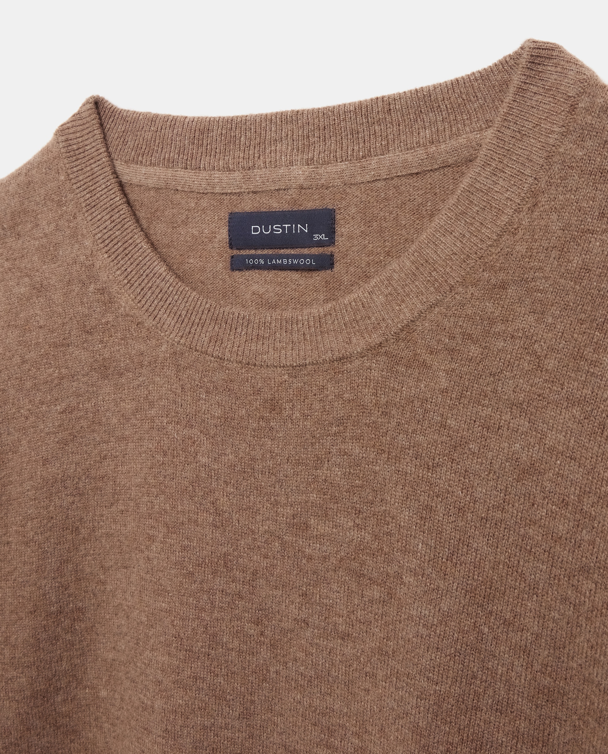 Jersey cuello redondo liso100% lambswool de hombre de tallas grandes - Dustin - Marrón claro Marrón claro-5