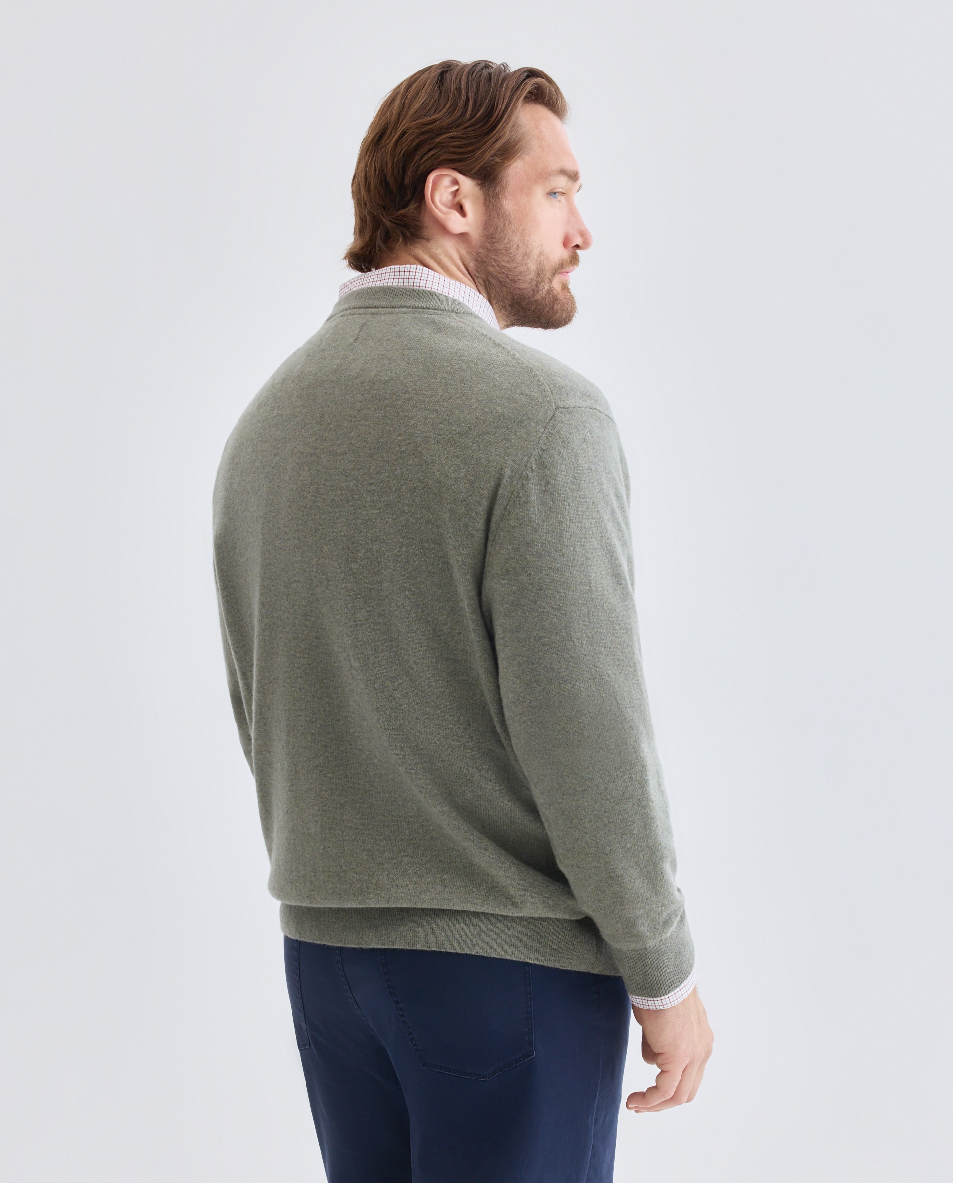 Jersey cuello redondo liso100% lambswool de hombre de tallas grandes - Dustin - Verde claro Verde claro-3