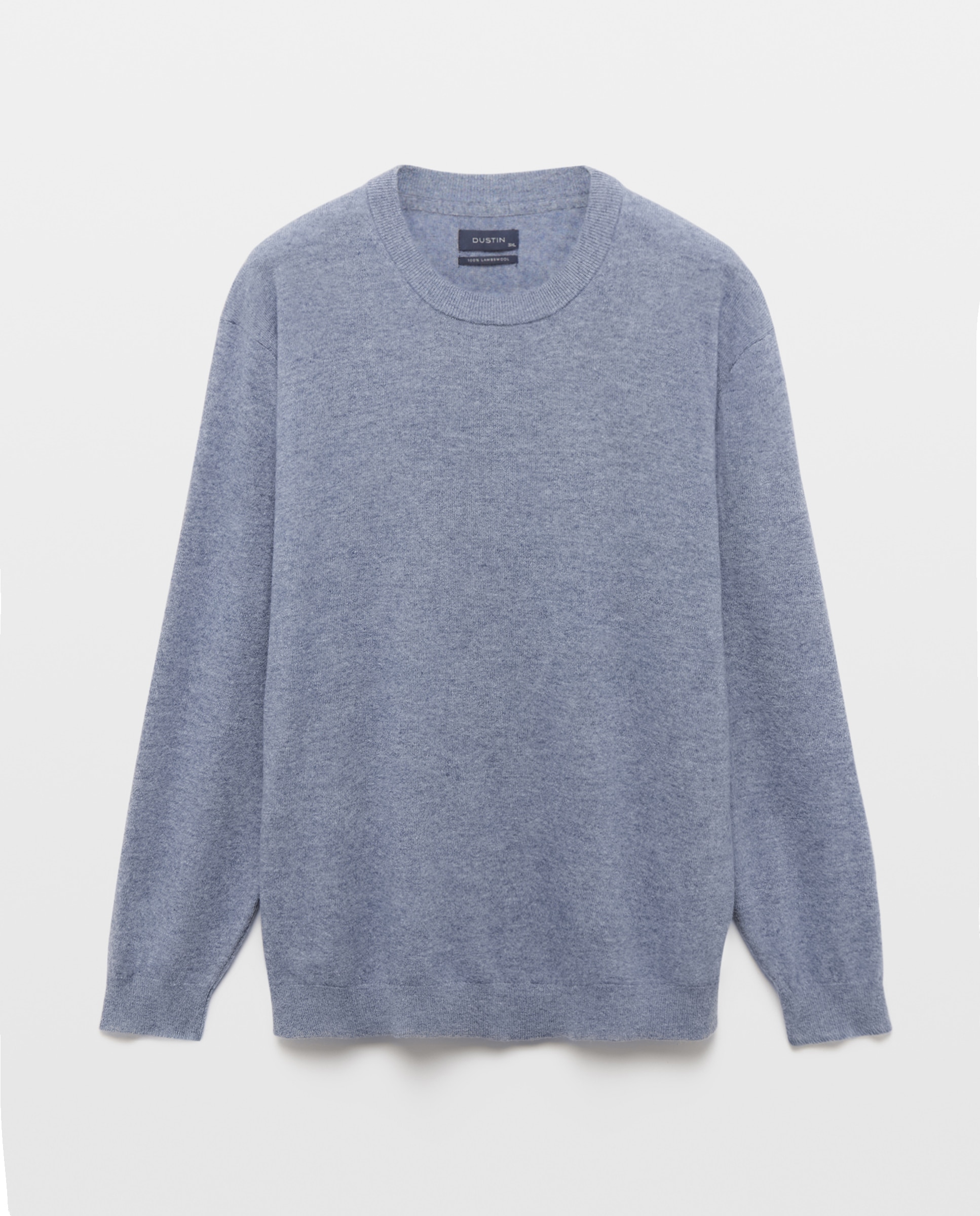 Camisola Básica de Gola Redonda Tamanhos Grandes Azul-claro-5