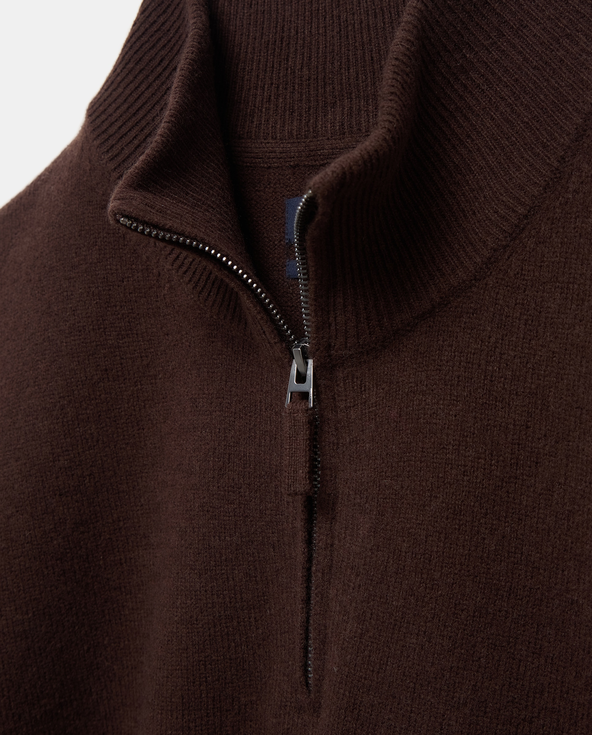 Jersey media cremallera liso100% lambswool de hombre de tallas grandes - Dustin - Marrón Marrón-6
