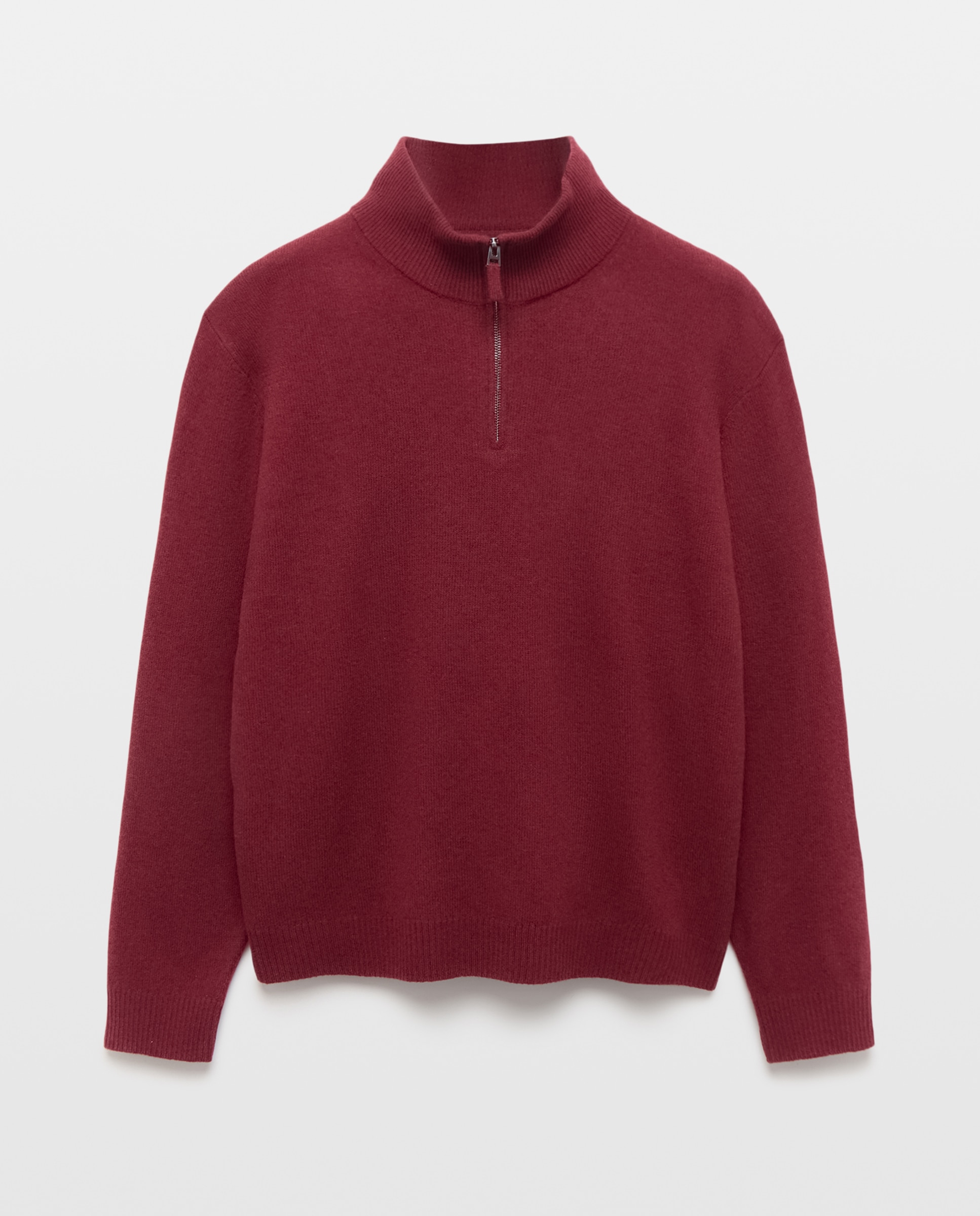 Jersey media cremallera liso100% lambswool de hombre de tallas grandes - Dustin - Burdeos Burdeos-5