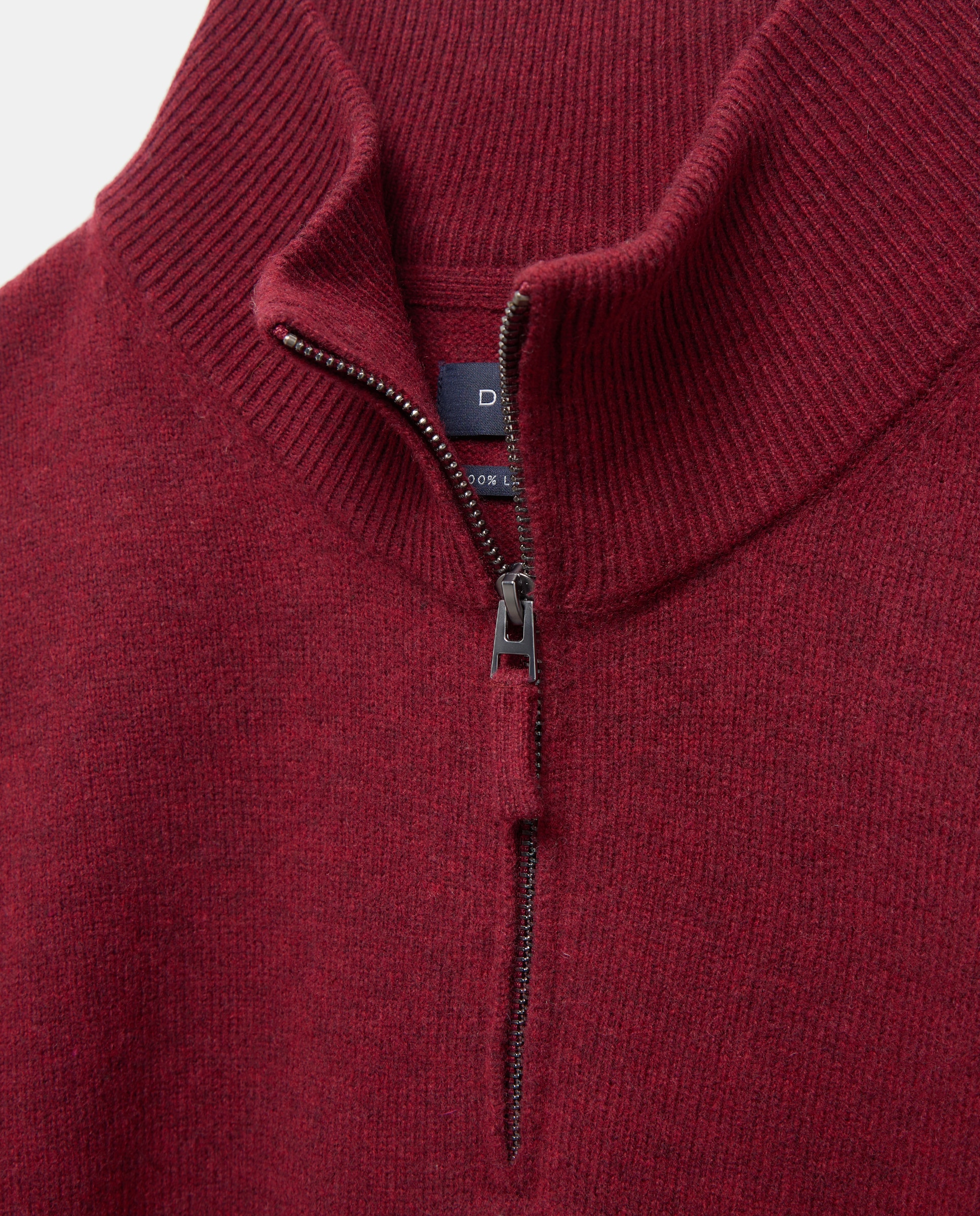 Jersey media cremallera liso100% lambswool de hombre de tallas grandes - Dustin - Burdeos Burdeos-6