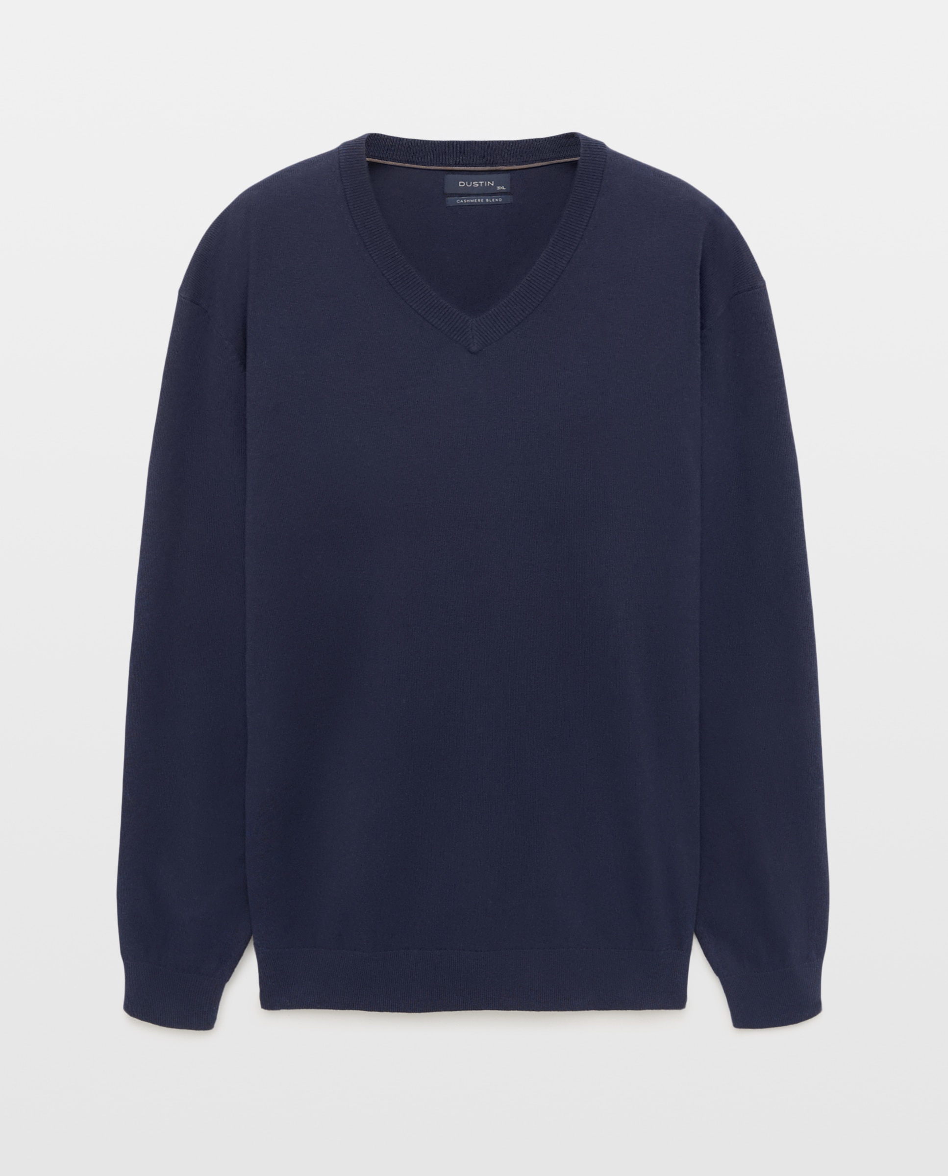 Jersey cuello pico liso algodón - Dustin - cashmere de hombre de tallas grandes - Azul marino Azul marino-5