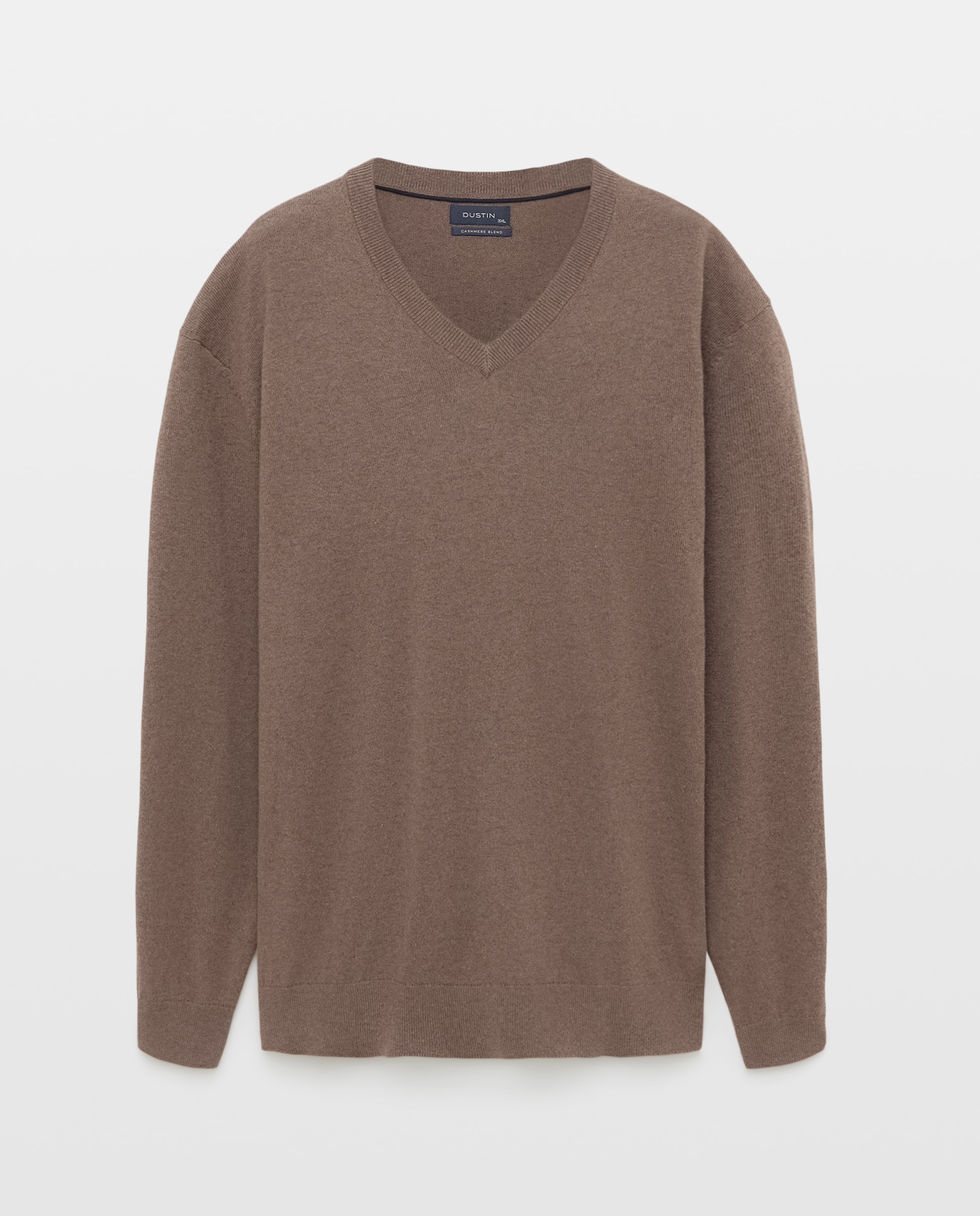 Jersey cuello pico liso algodón - Dustin - cashmere de hombre de tallas grandes - Marrón claro Marrón claro-4