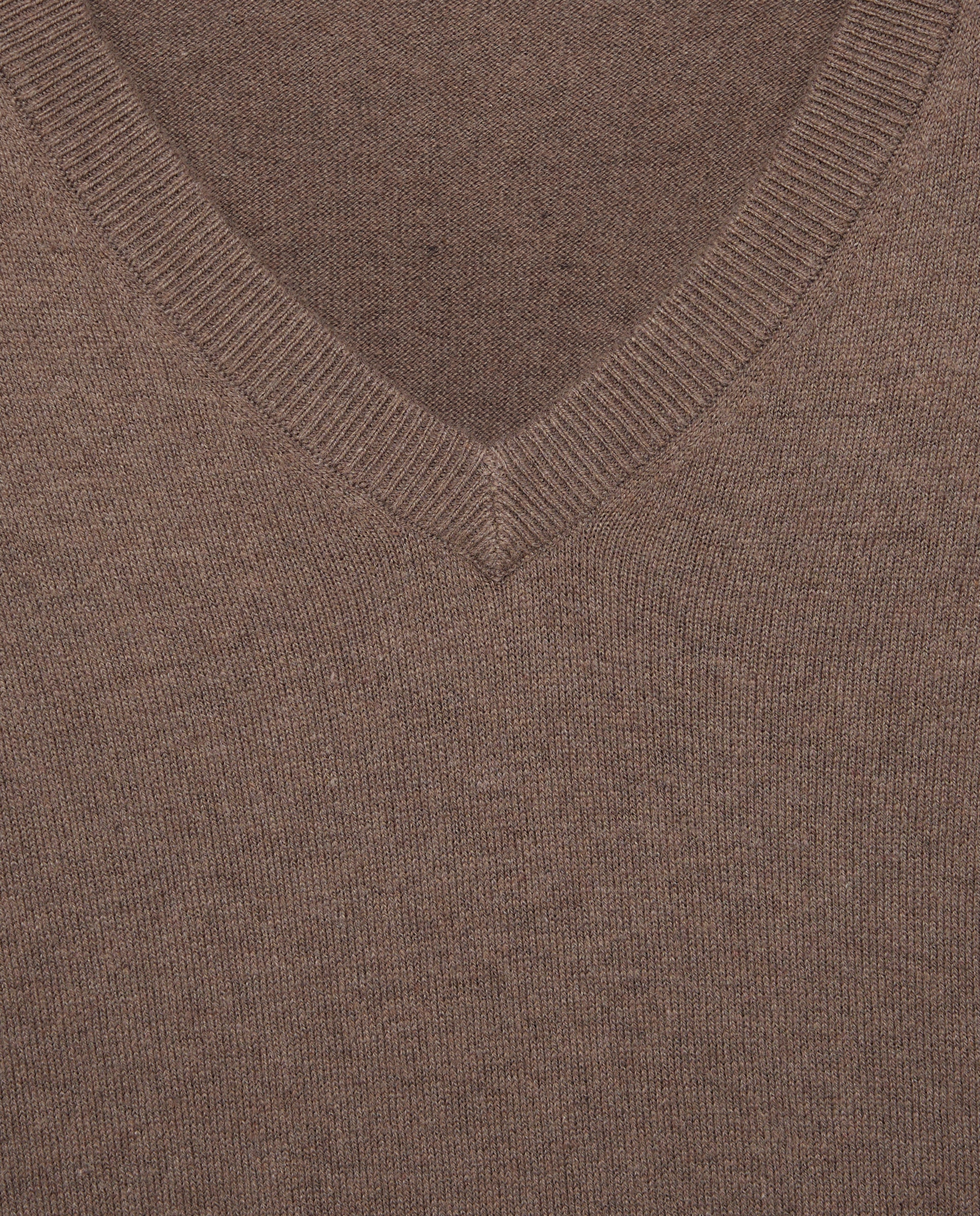 Jersey cuello pico liso algodón - Dustin - cashmere de hombre de tallas grandes - Marrón claro Marrón claro-5
