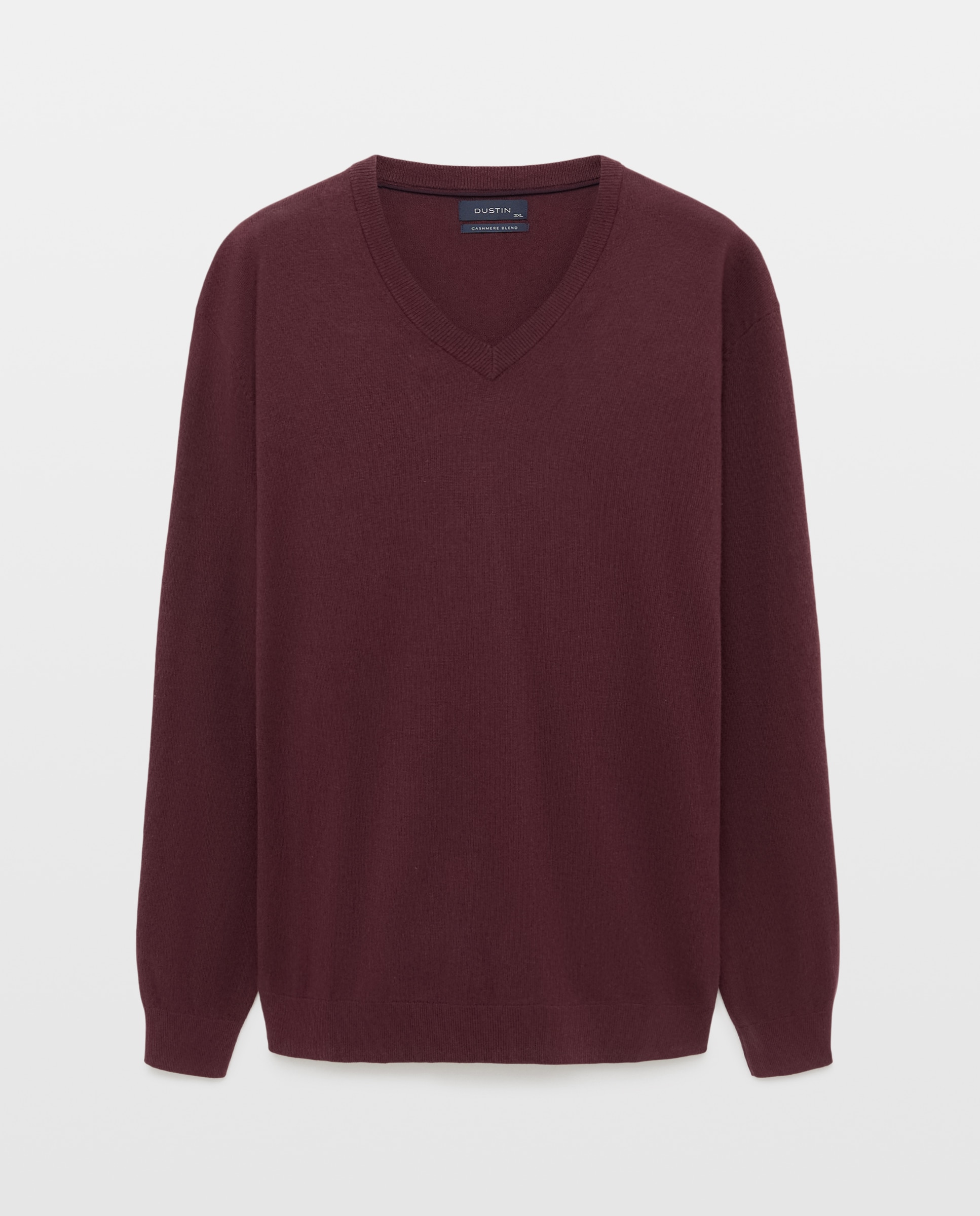 Jersey cuello pico liso algodón - Dustin - cashmere de hombre de tallas grandes - Burdeos Burdeos-4