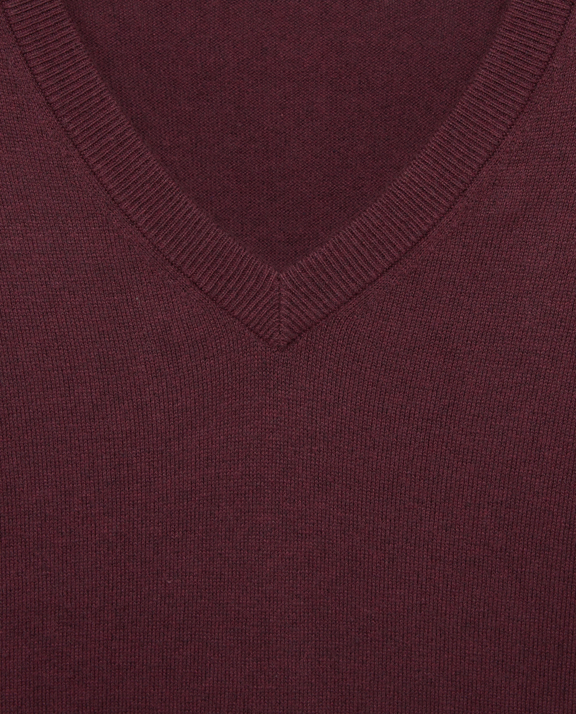 Jersey cuello pico liso algodón - Dustin - cashmere de hombre de tallas grandes - Burdeos Burdeos-5