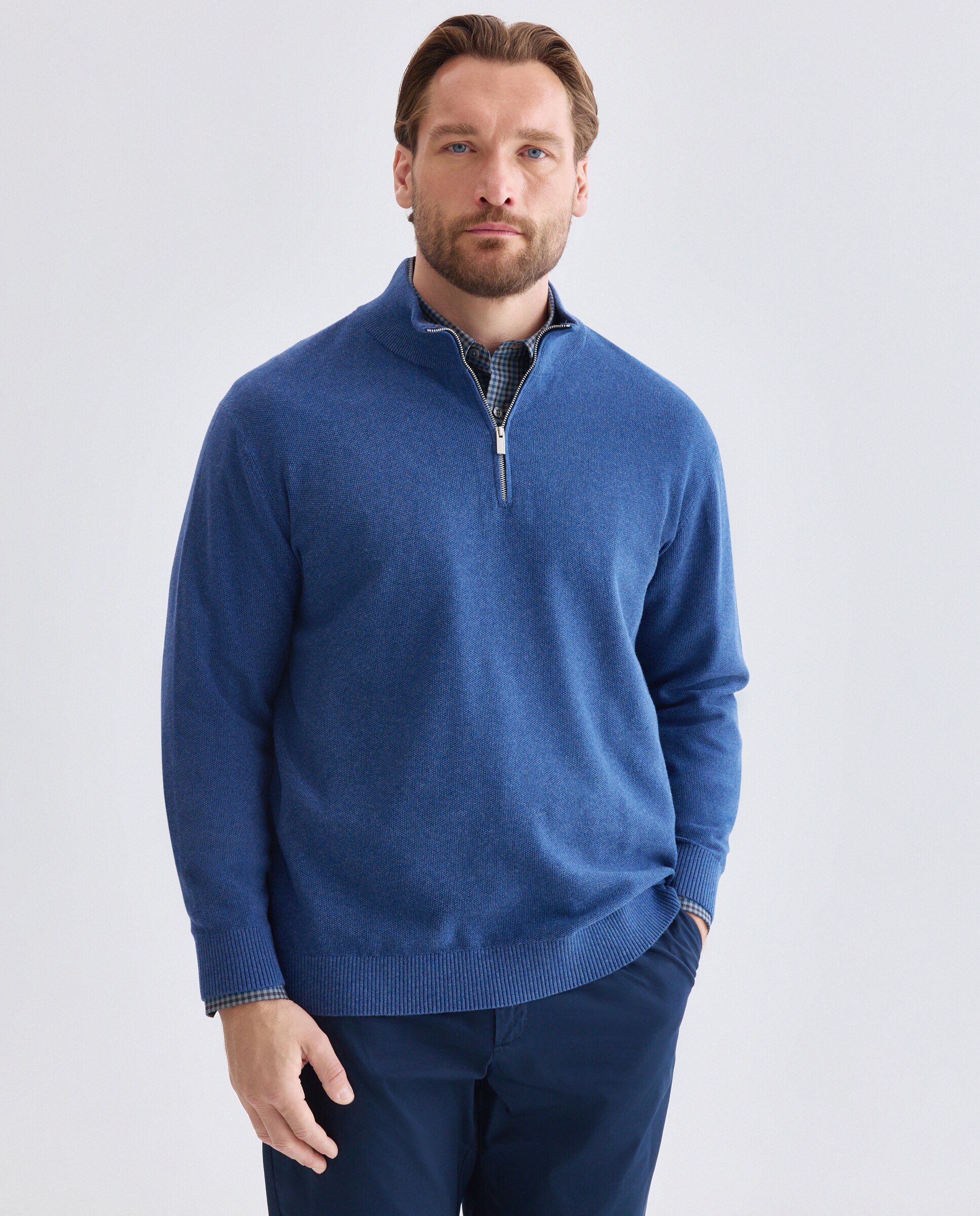 Sueter media cremallera talla hombre hombre. - Dustin - Azul marino Azul marino-1