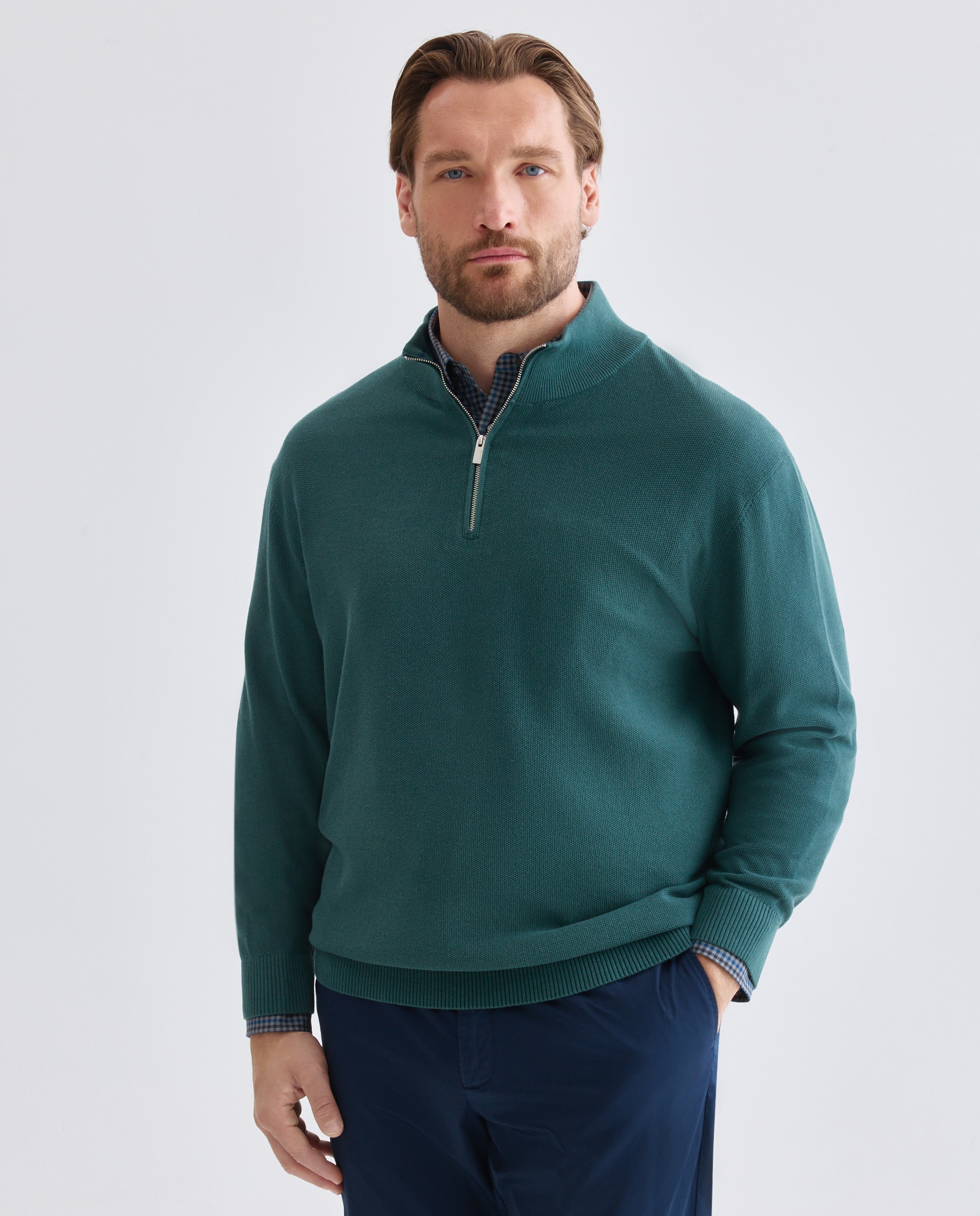 Sueter media cremallera talla hombre hombre. - Dustin - Verde Verde-1