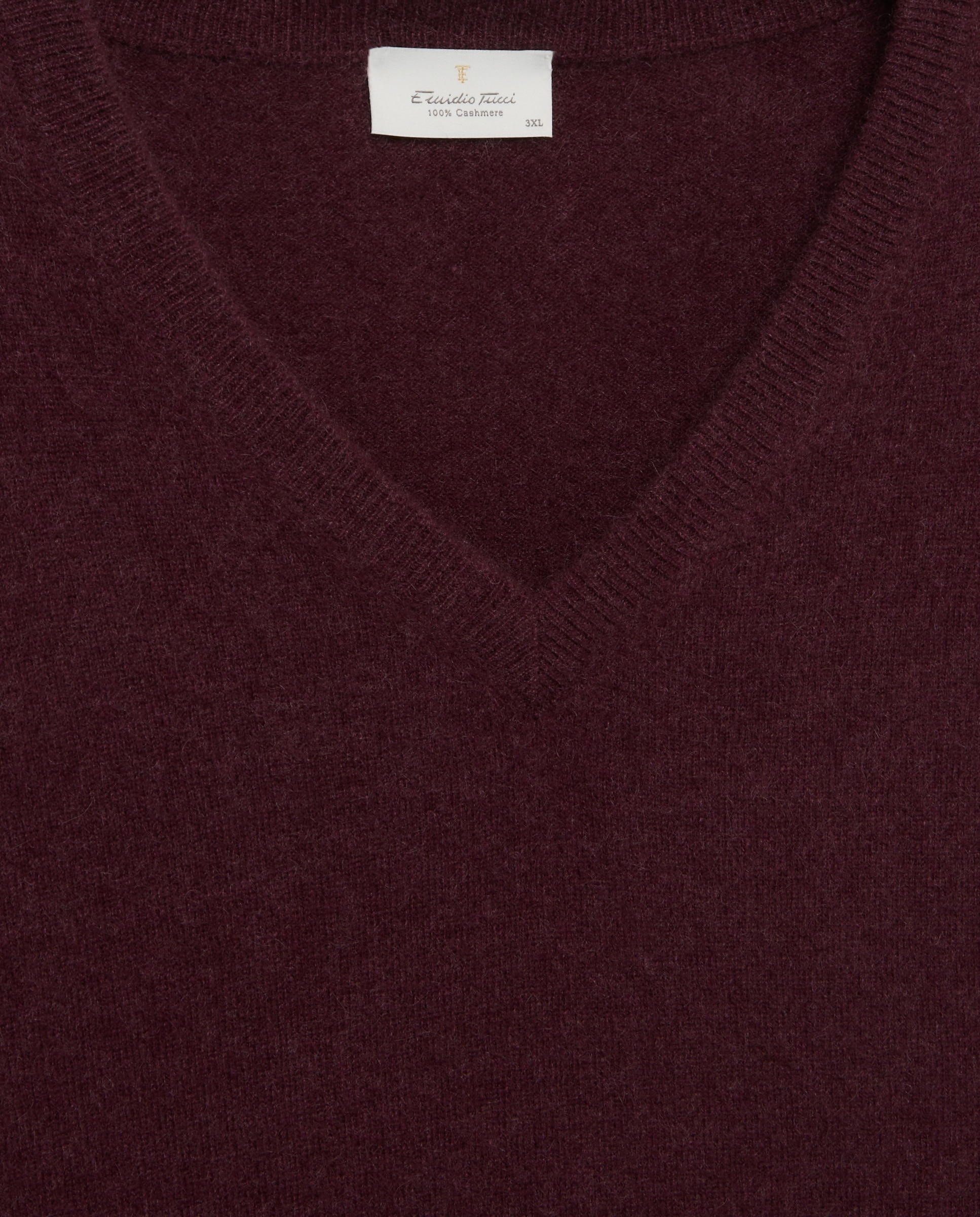 Camisola de Malha 100% Caxemira com Gola em Bico Castanho-claro-5