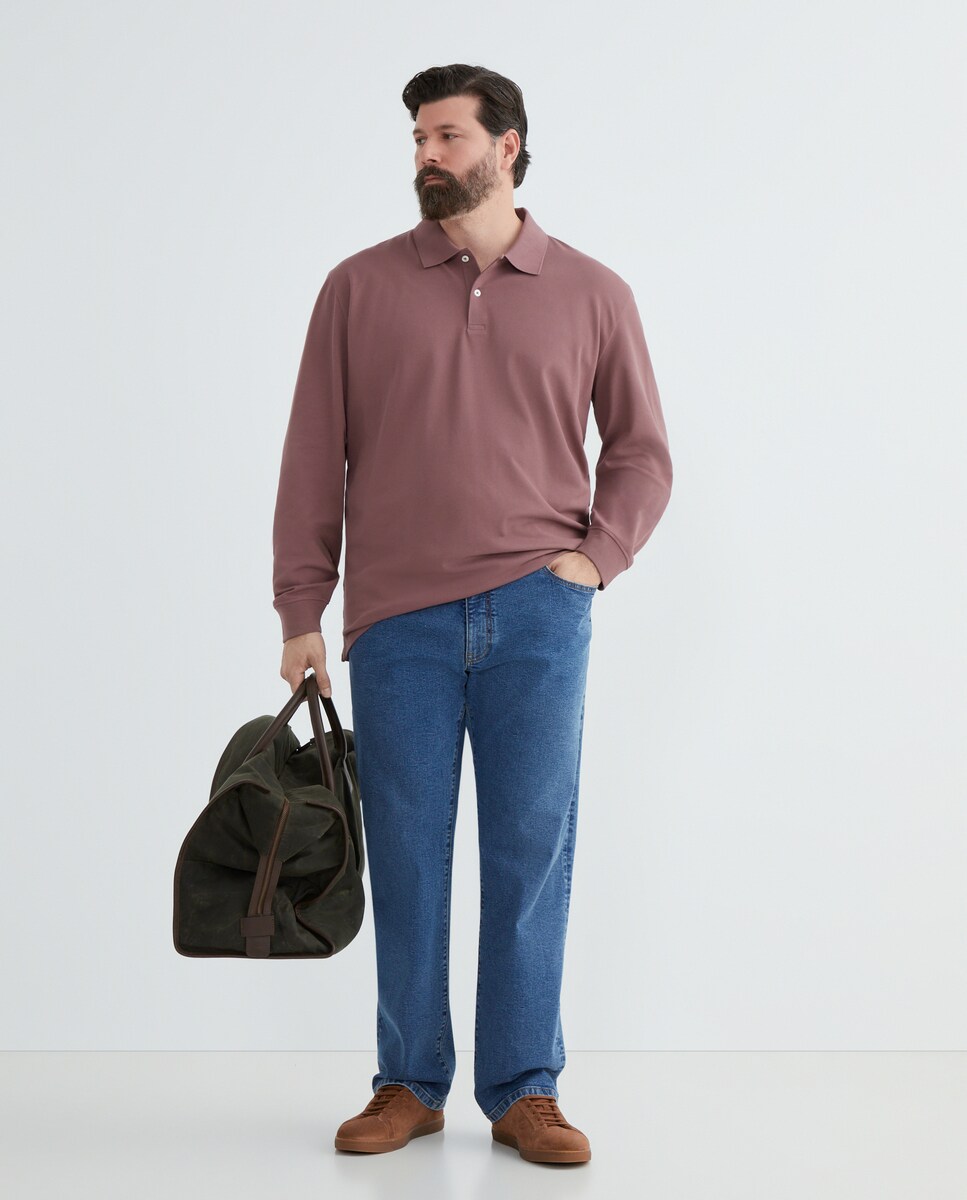 Polo manga larga piqué de hombre tallas grandes · Dustin · El