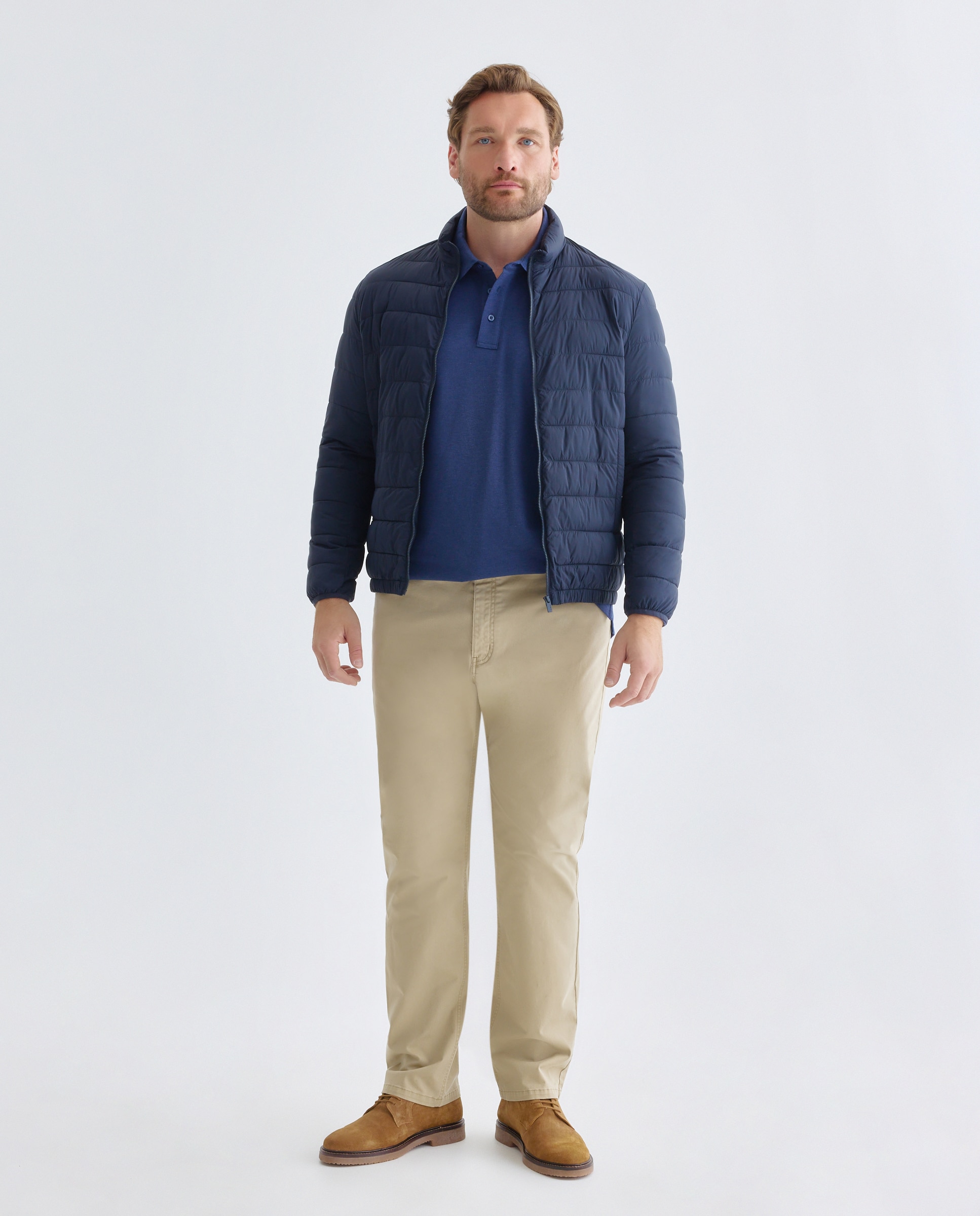 Polo basico manga larga talla grande hombre. - Dustin - Azul marino Azul marino-2
