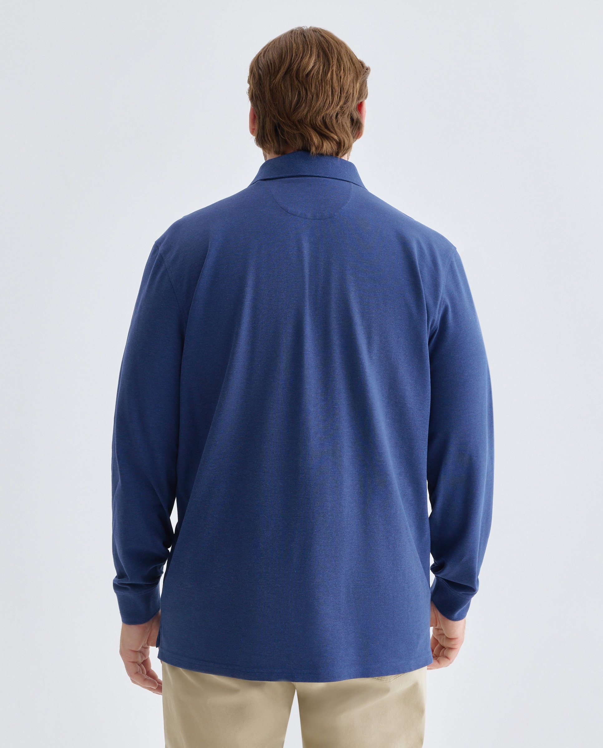 Polo basico manga larga talla grande hombre. - Dustin - Azul marino Azul marino-3