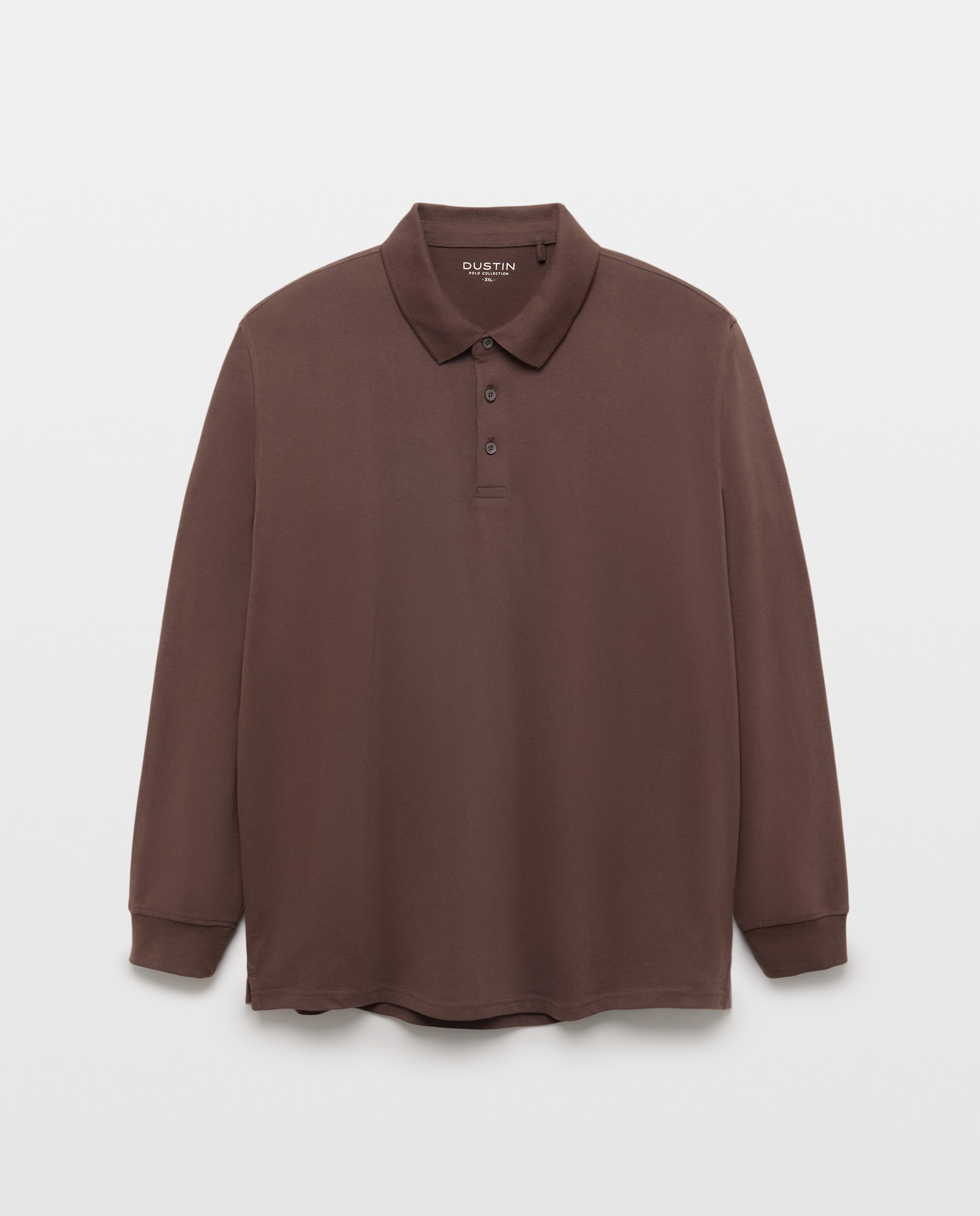 Polo manga larga liso perchado 100% algodón de hombre de tallas grandes - Dustin - Marrón Marrón-4