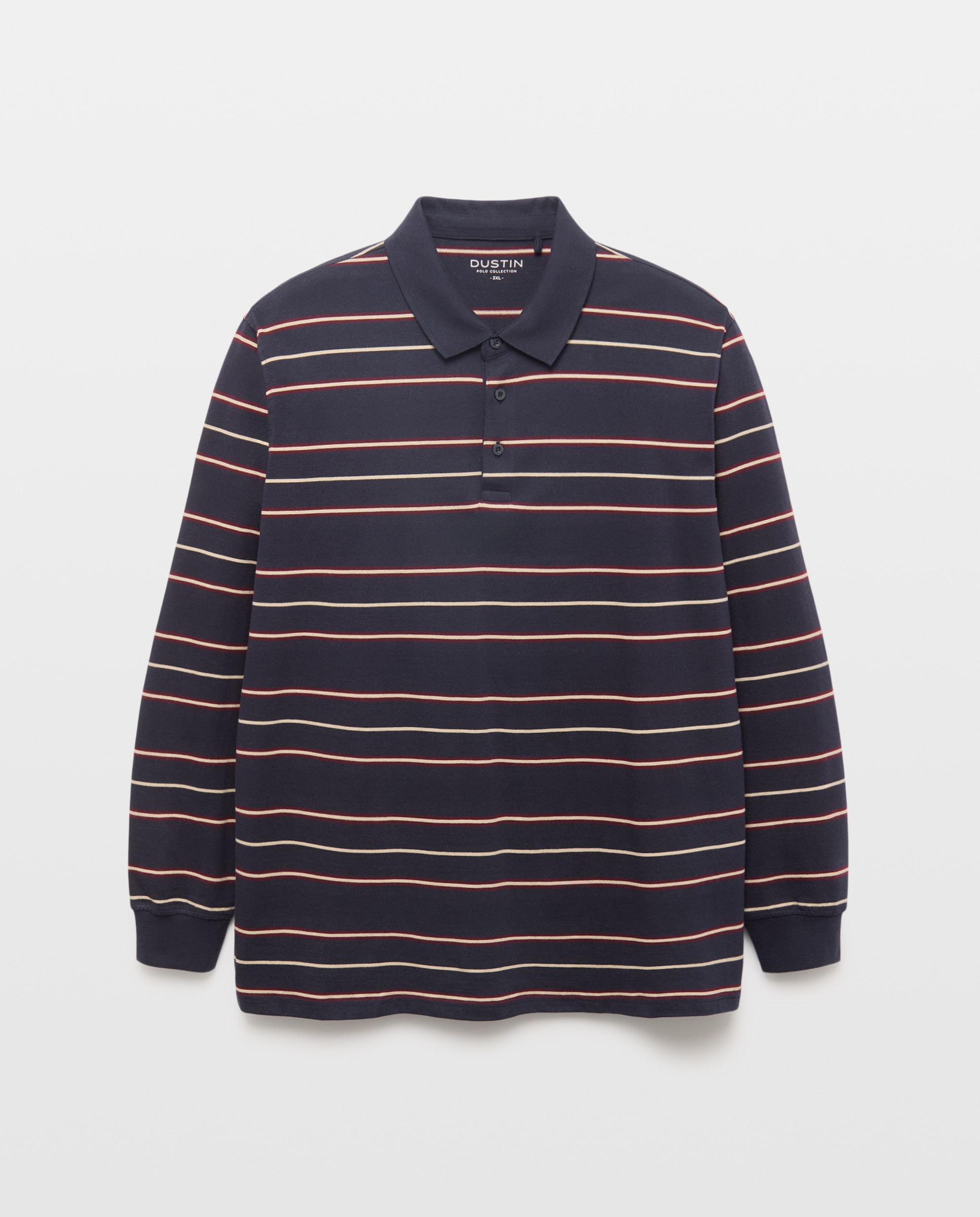 Polo de Manga Comprida às Riscas Tamanhos Grandes Azul-marinho-4