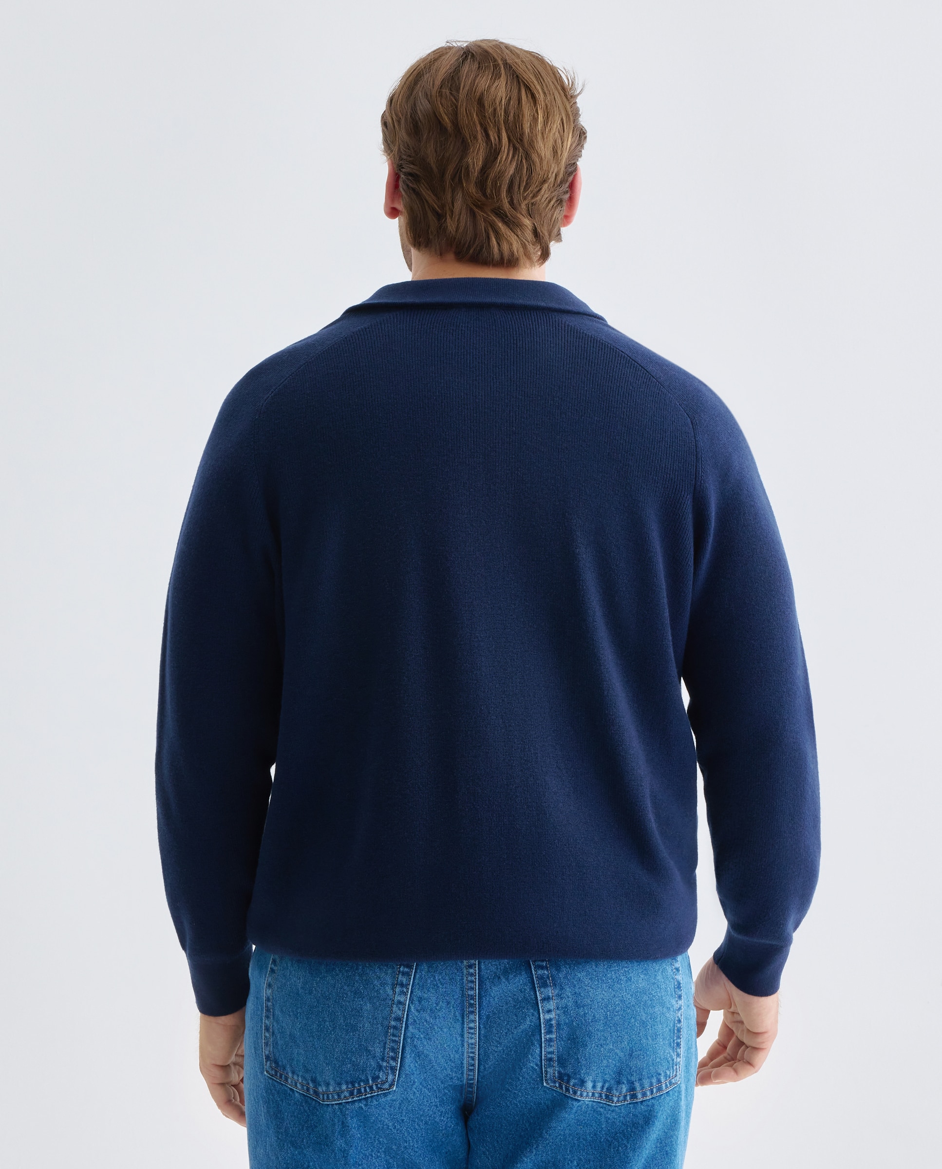Cardigan cuello semicisne cremallera algodón/lana merino hombre - Emidio Tucci - Azul marino Azul marino-3