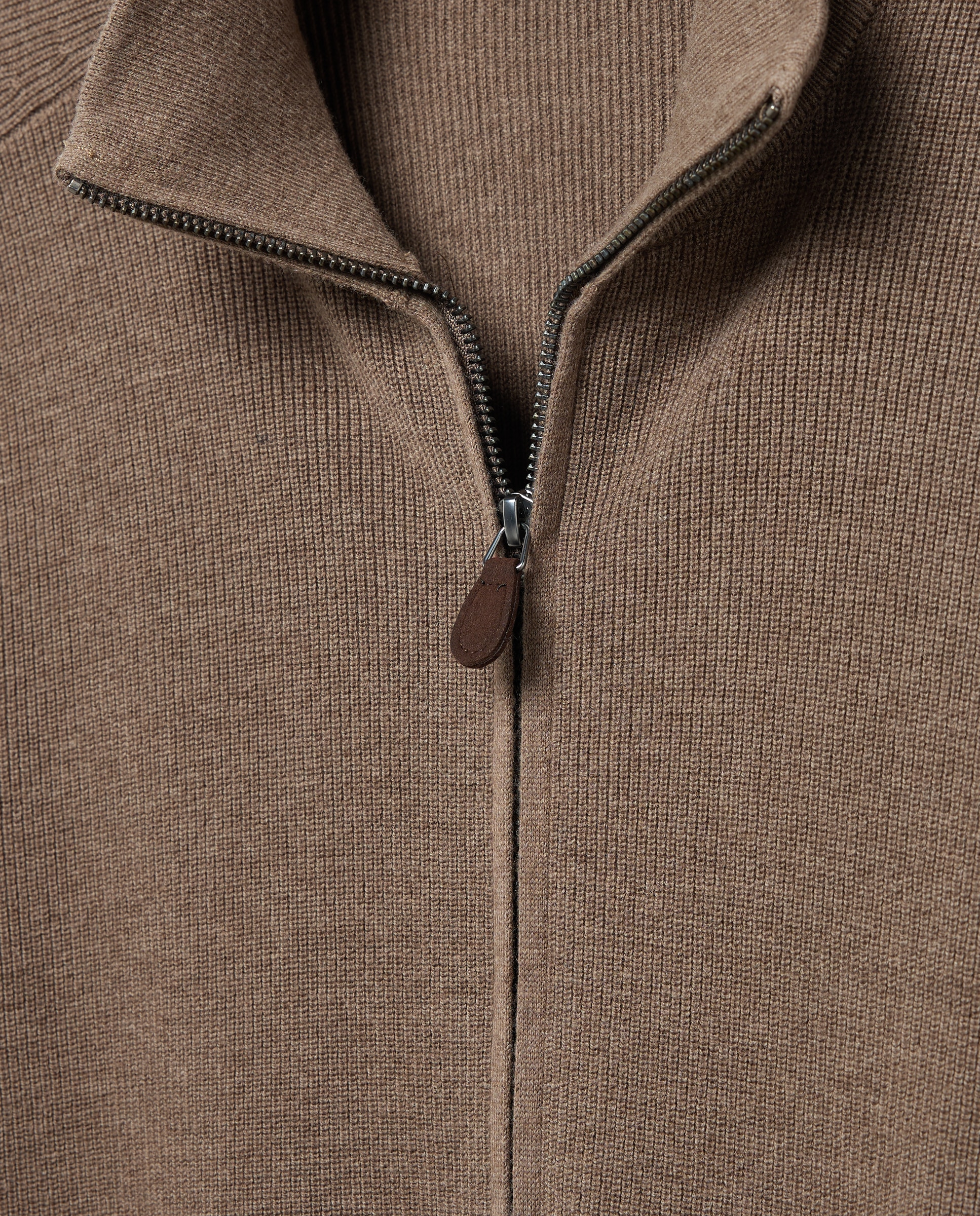 Cardigan cuello semicisne cremallera algodón/lana merino hombre - Emidio Tucci - Beige Beige-5