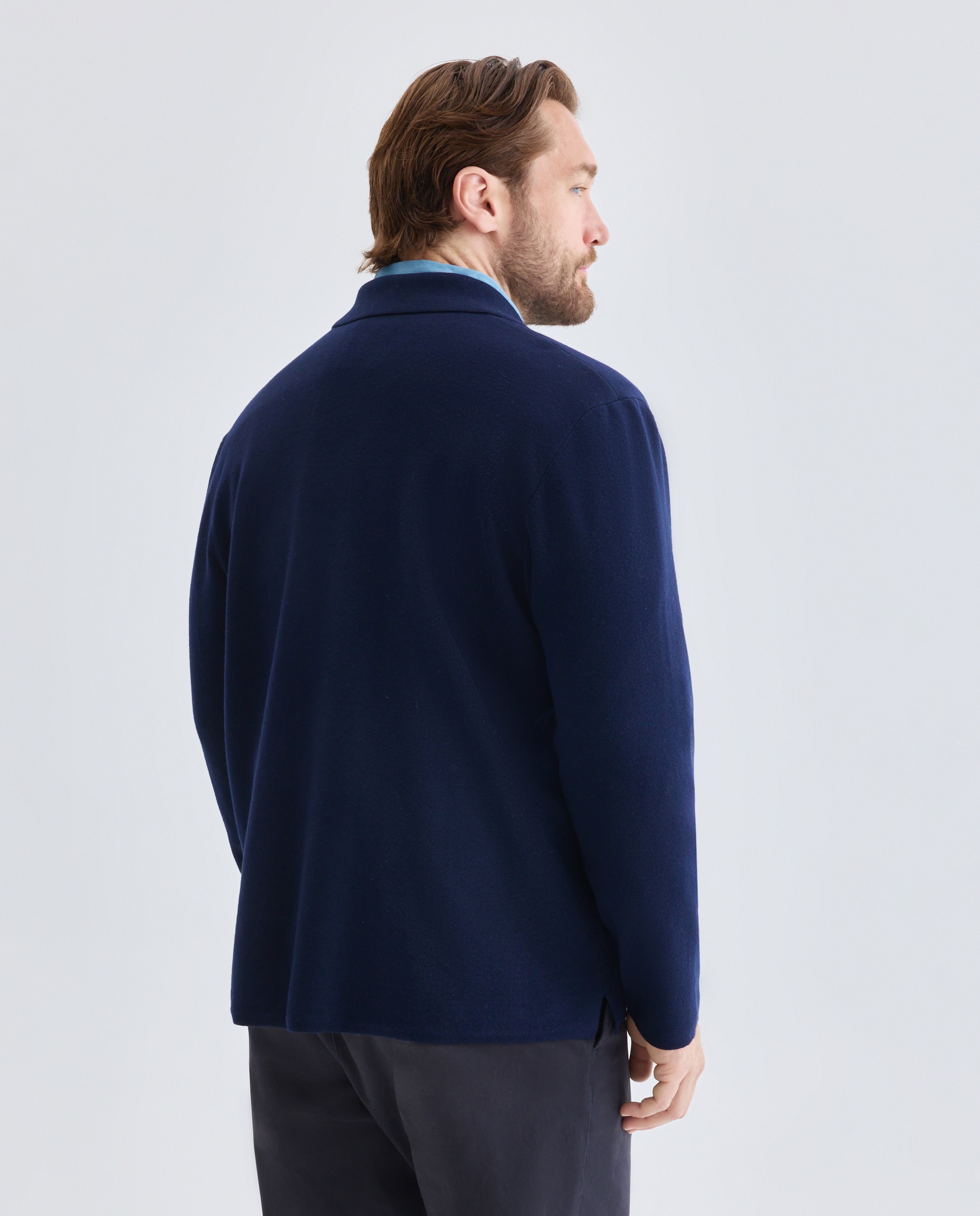 Cardigan de hombre con botones cuello solapa cerrojillo tallas grandes - Emidio Tucci - Azul marino Azul marino-3