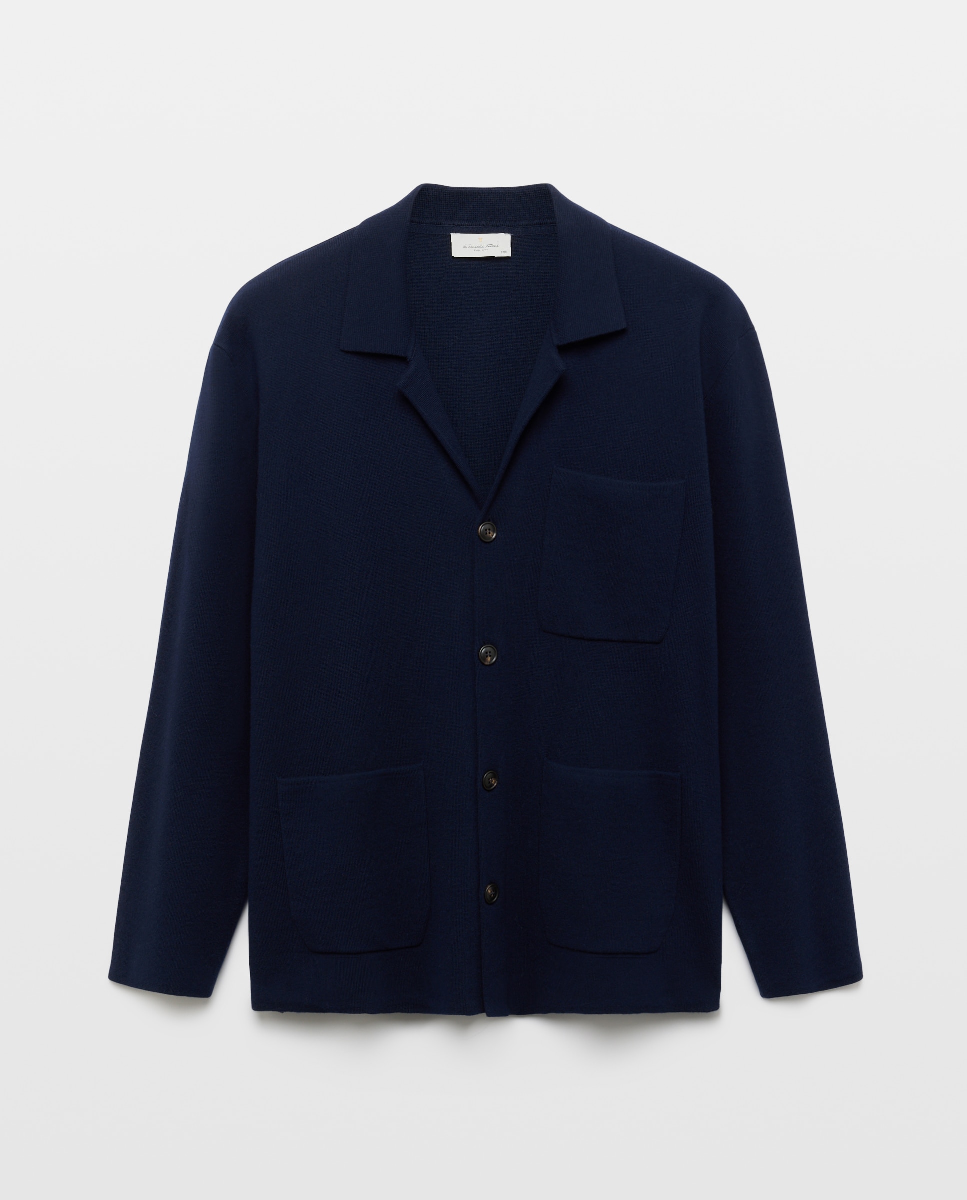 Cardigan de hombre con botones cuello solapa cerrojillo tallas grandes - Emidio Tucci - Azul marino Azul marino-4