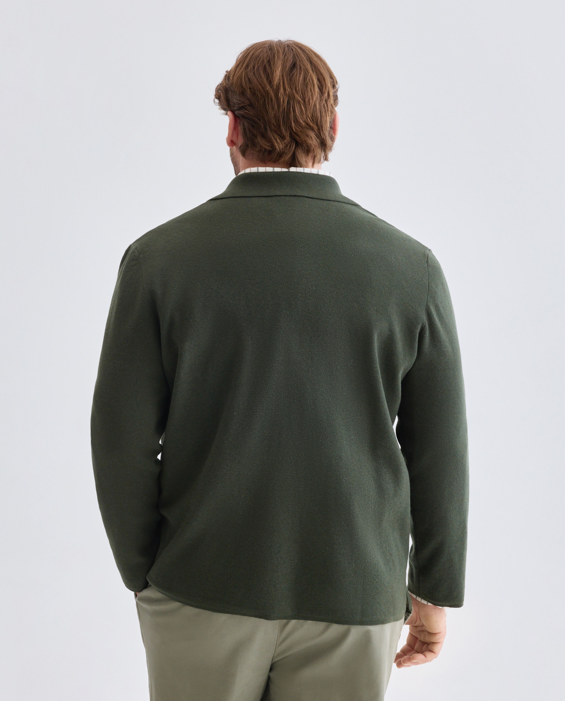 Cardigan de Malha com Botões e Gola de Lapela Tamanhos Grandes Caqui-3