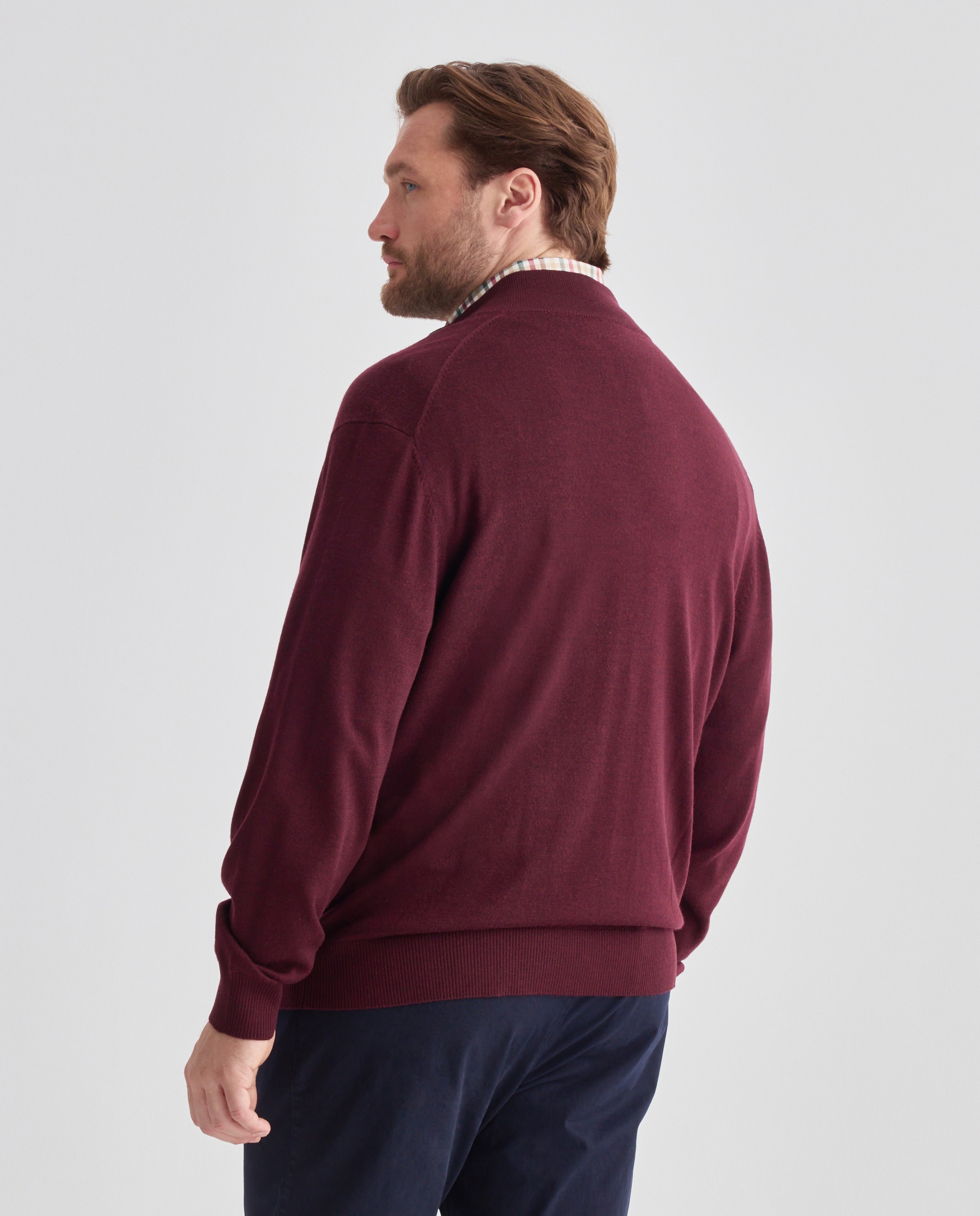 Cardigan cuello semicisne cremallera lavable 100% lana merino hombre - Emidio Tucci - Granate Granate-3