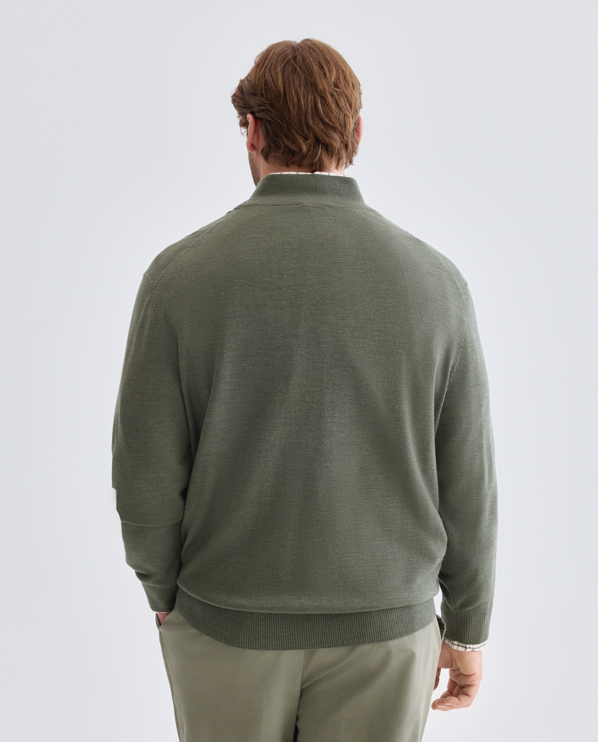 Cardigan cuello semicisne cremallera lavable 100% lana merino hombre - Emidio Tucci - Kaki Kaki-2
