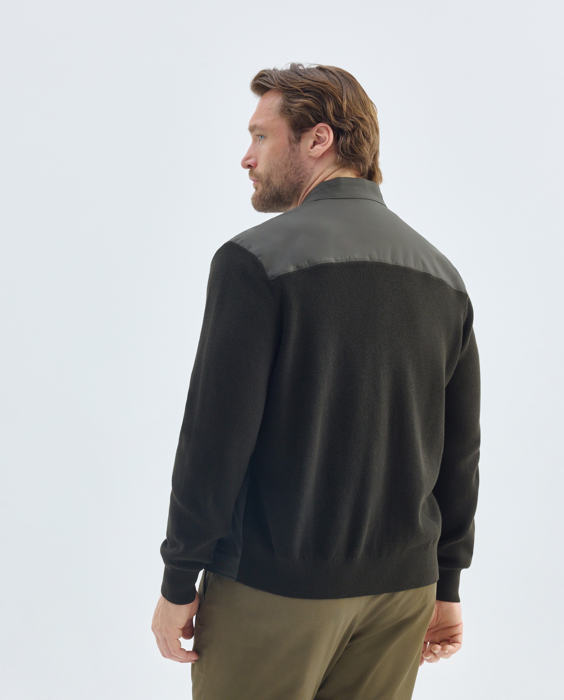 Cardigan de hombre cremallera delantero nylon de tallas grandes - Emidio Tucci - Azul marino Azul marino-3