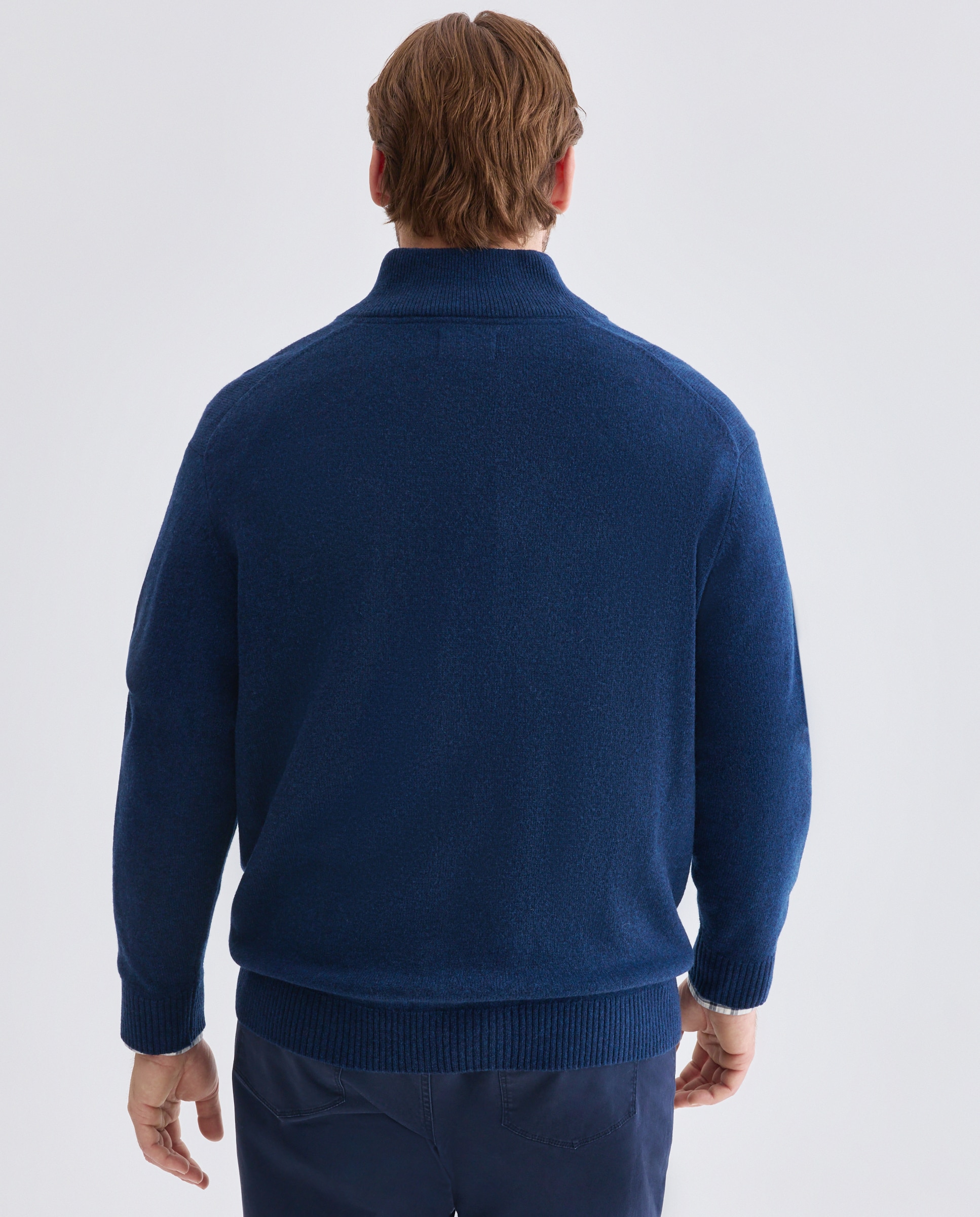 Cardigan cremallera liso 100% lambswool de hombre de tallas grandes - Dustin - Azul marino Azul marino-3