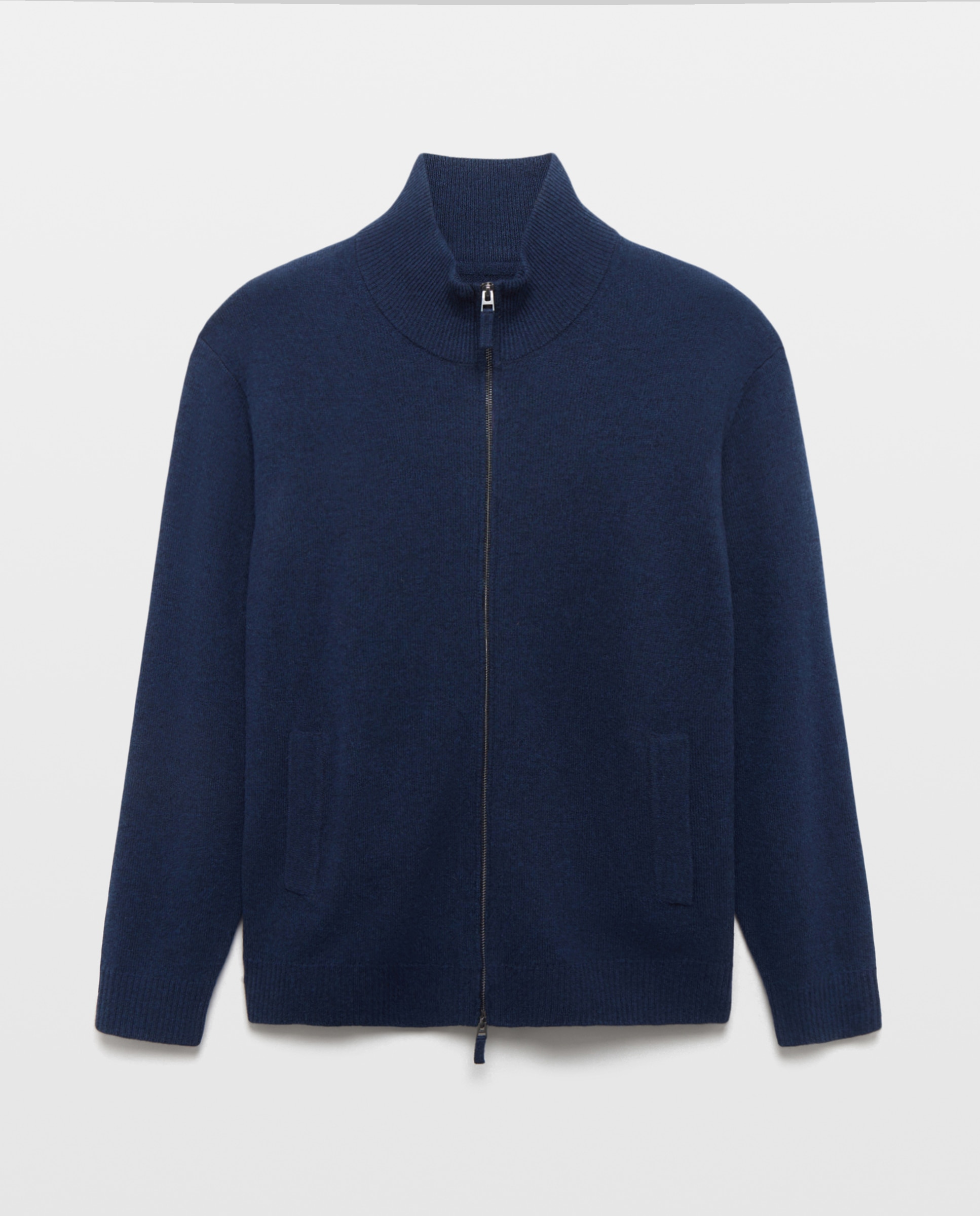 Cardigan cremallera liso 100% lambswool de hombre de tallas grandes - Dustin - Azul marino Azul marino-5