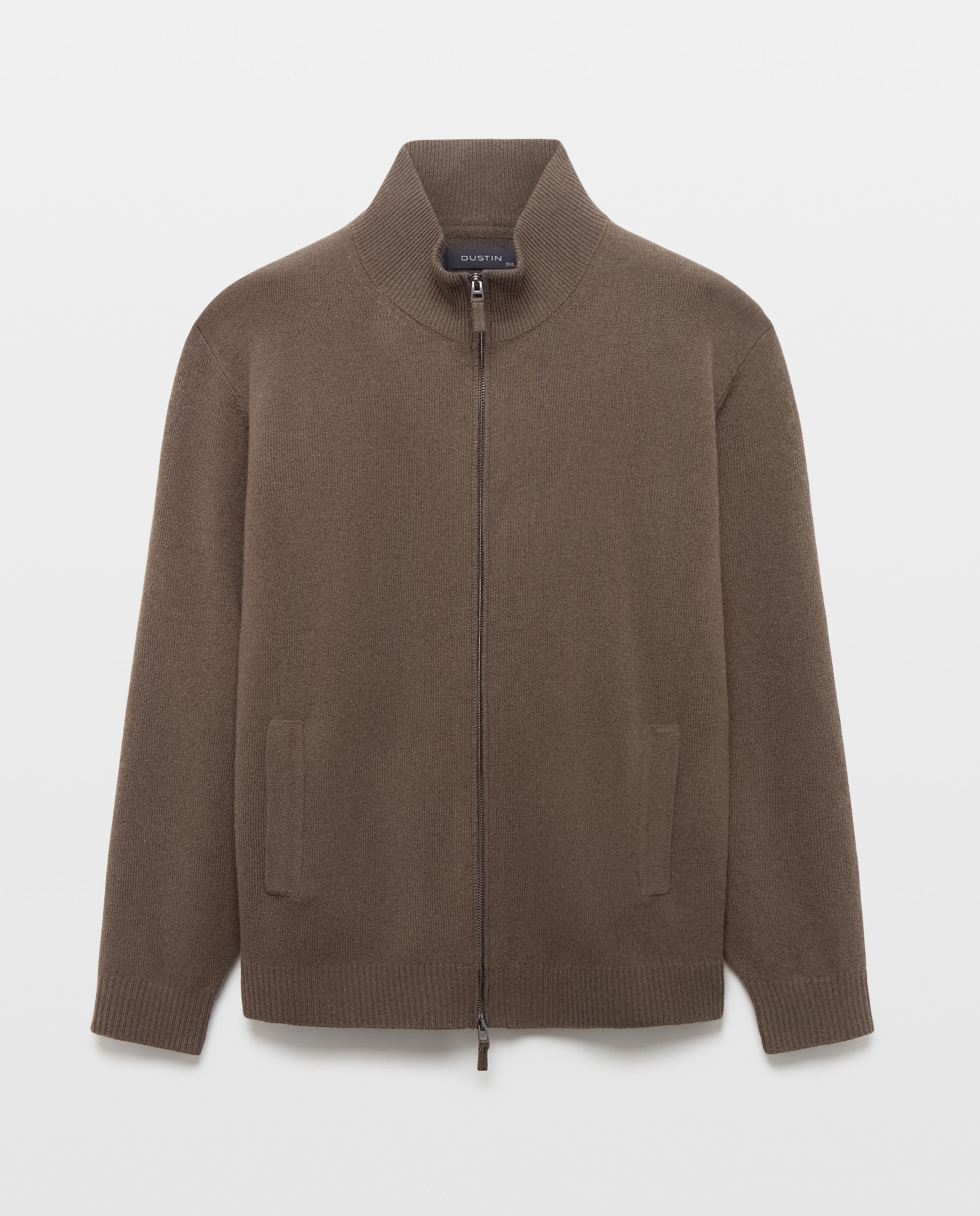 Cardigan cremallera liso 100% lambswool de hombre de tallas grandes - Dustin - Verde oscuro Verde oscuro-5